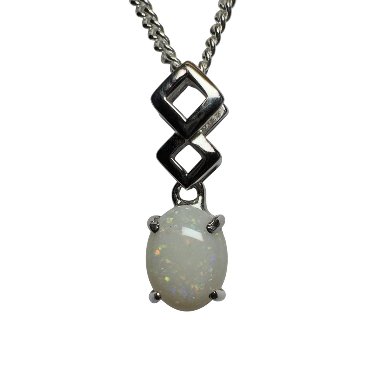 1.2ct Coober Pedy Opal Pendant Necklace ~ 'Whitehaven Wonder' | 925 Sterling Silver | Solid Australian Opal