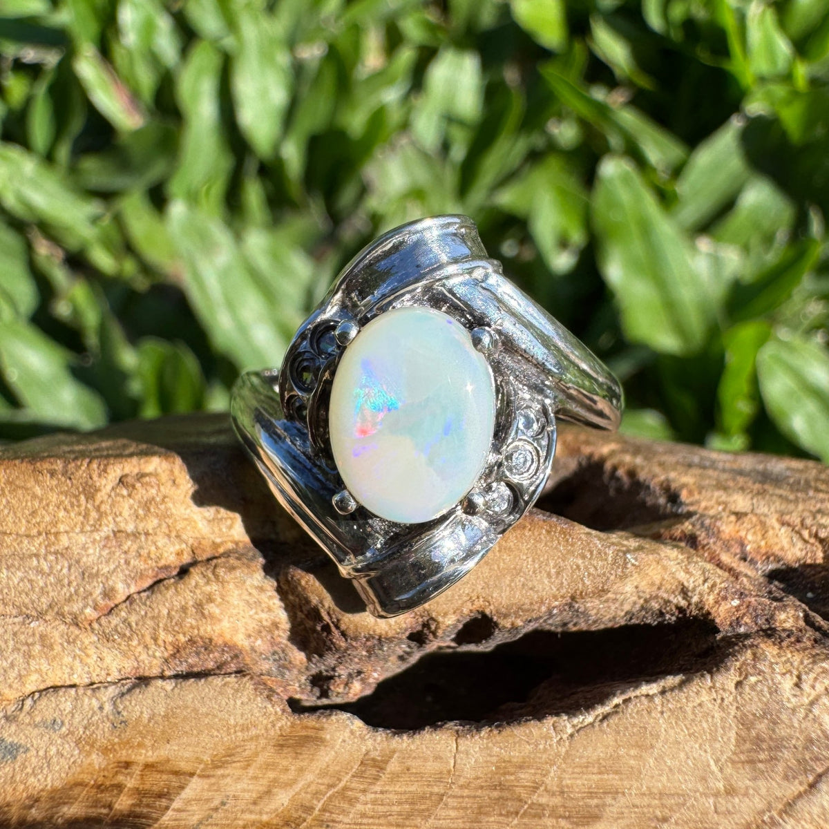 1.2ct Coober Pedy Opal Ring ~ 'Maldon Firelight' | 925 Sterling Silver | Solid Australian Opal