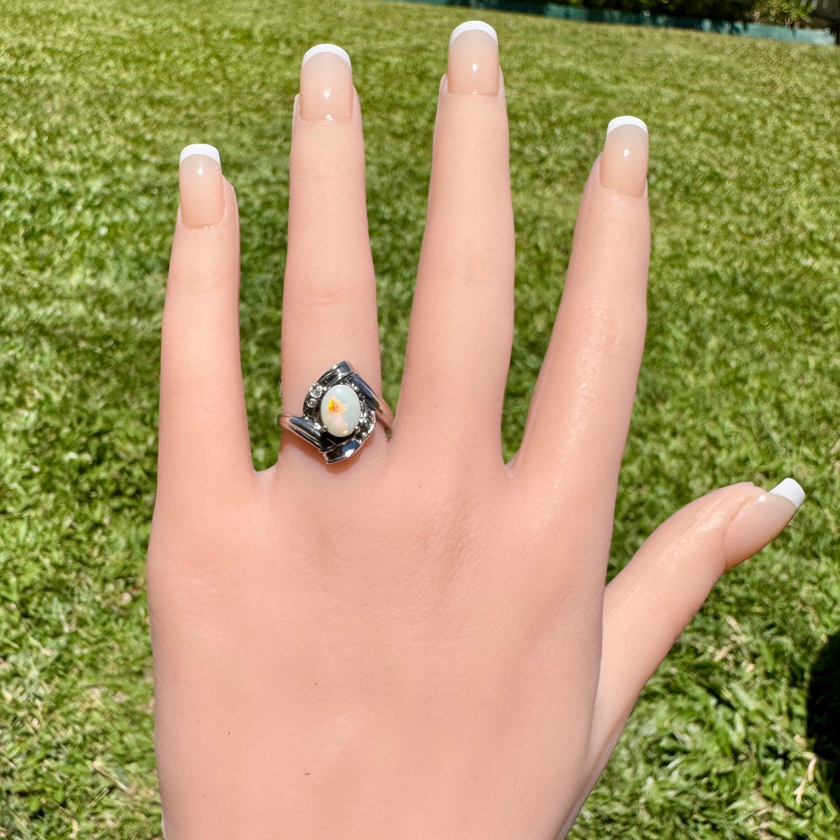 1.2ct Coober Pedy Opal Ring ~ 'Maldon Firelight' | 925 Sterling Silver | Solid Australian Opal