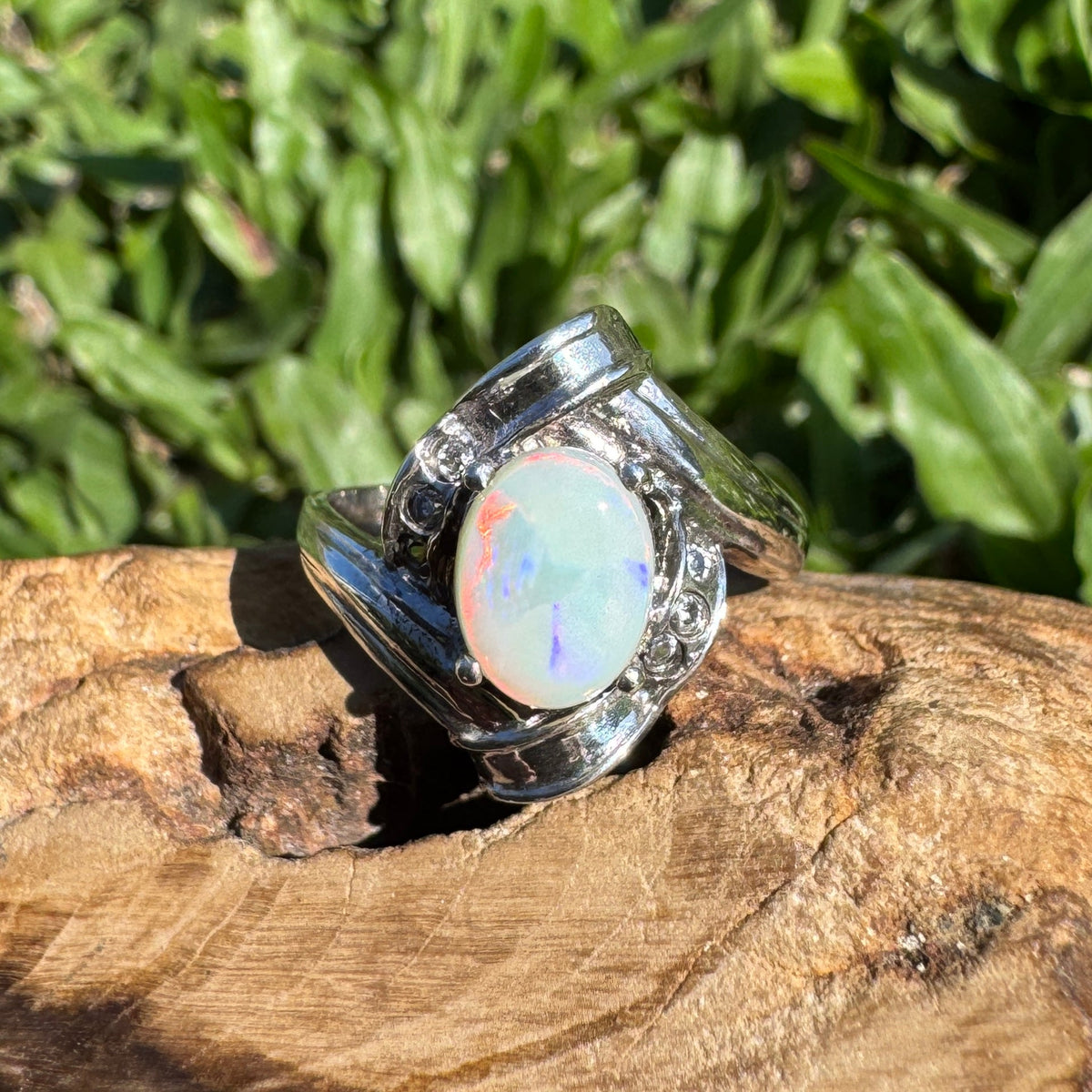 1.2ct Coober Pedy Opal Ring ~ 'Maldon Firelight' | 925 Sterling Silver | Solid Australian Opal