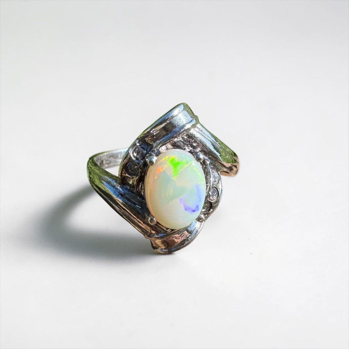 1.2ct Coober Pedy Opal Ring ~ 'Maldon Firelight' | 925 Sterling Silver | Solid Australian Opal