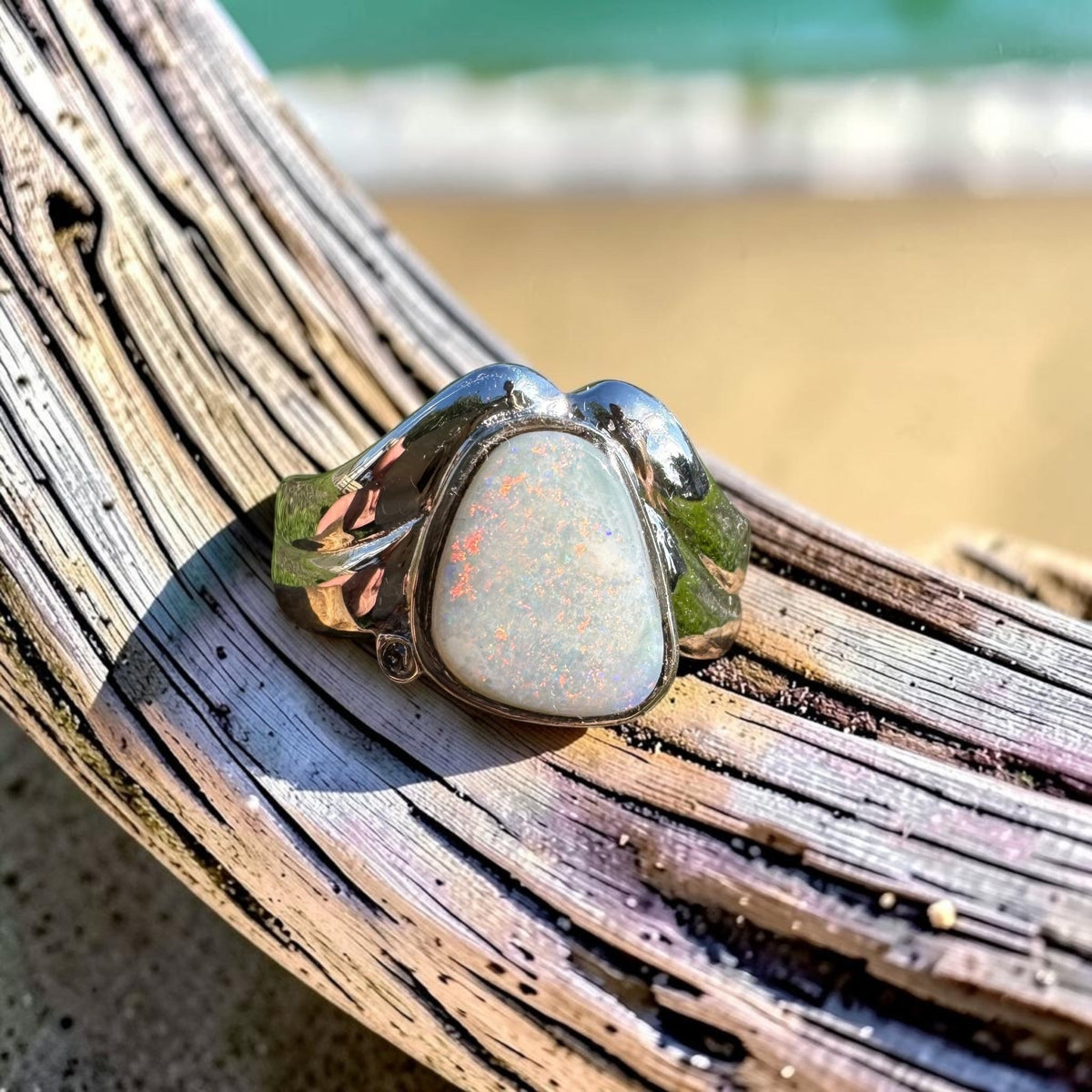1.2ct Coober Pedy Opal Ring ~ 'Point Lookout Glow' | 925 Sterling Silver | Solid Australian Opal