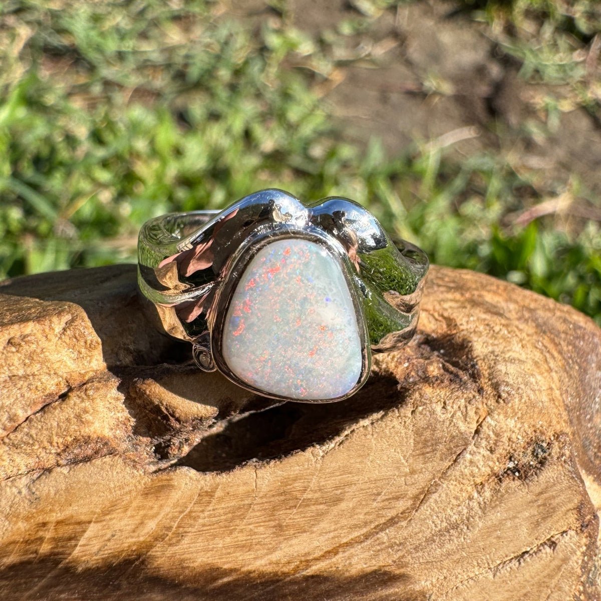 1.2ct Coober Pedy Opal Ring ~ 'Point Lookout Glow' | 925 Sterling Silver | Solid Australian Opal