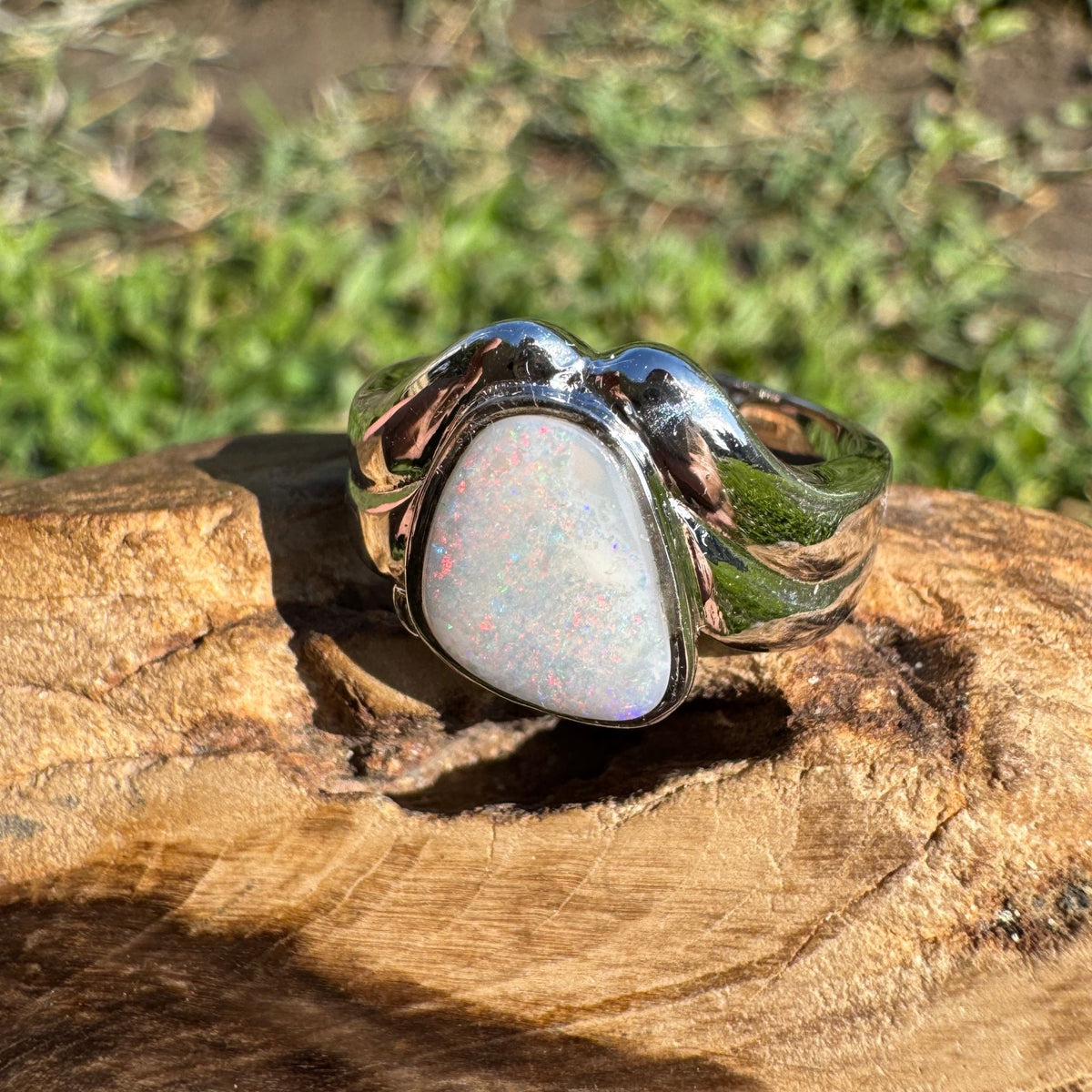 1.2ct Coober Pedy Opal Ring ~ 'Point Lookout Glow' | 925 Sterling Silver | Solid Australian Opal
