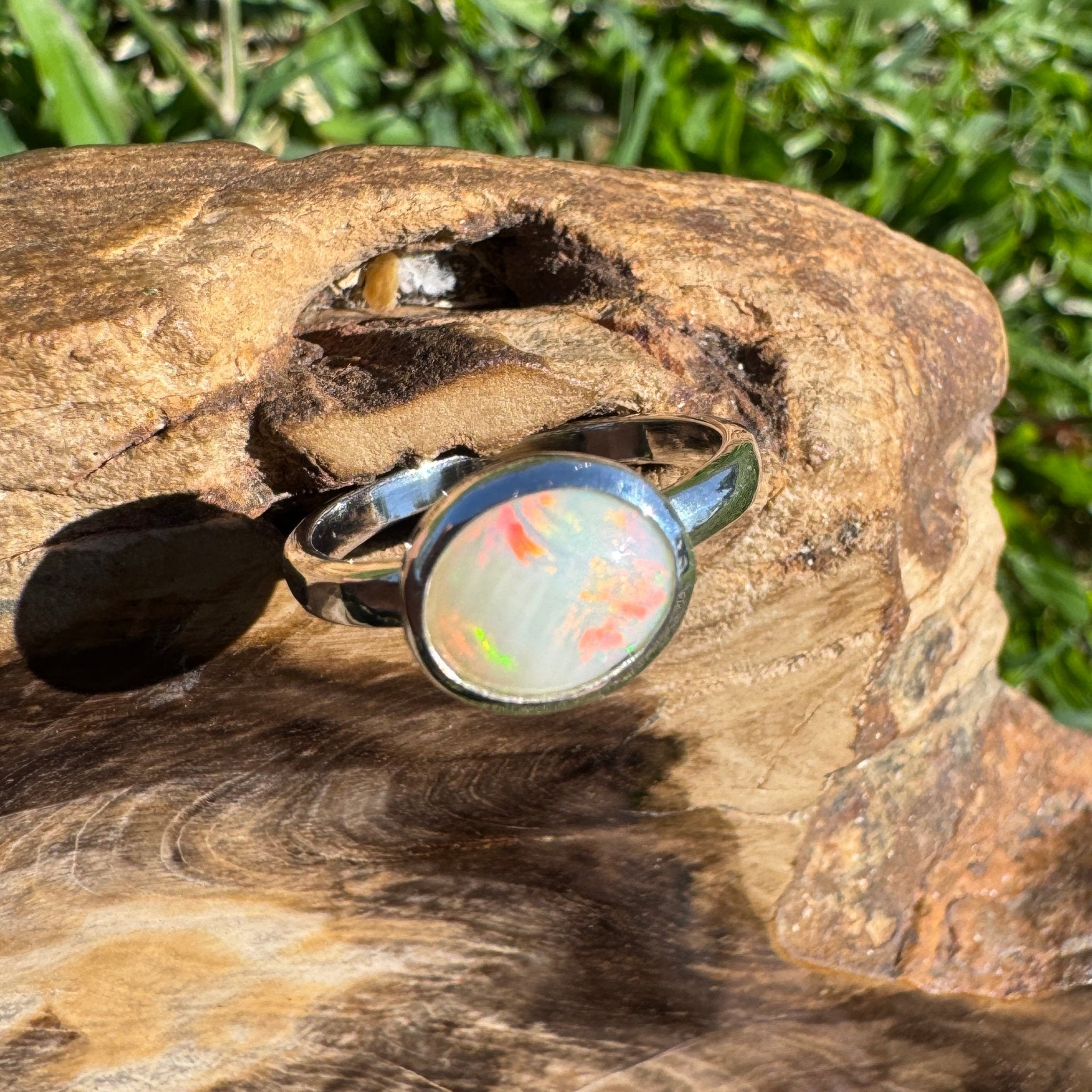 1.2ct Coober Pedy Opal Ring ~ 'Streaky Bay Spectrum' | 925 Sterling Silver | Solid Australian Opal