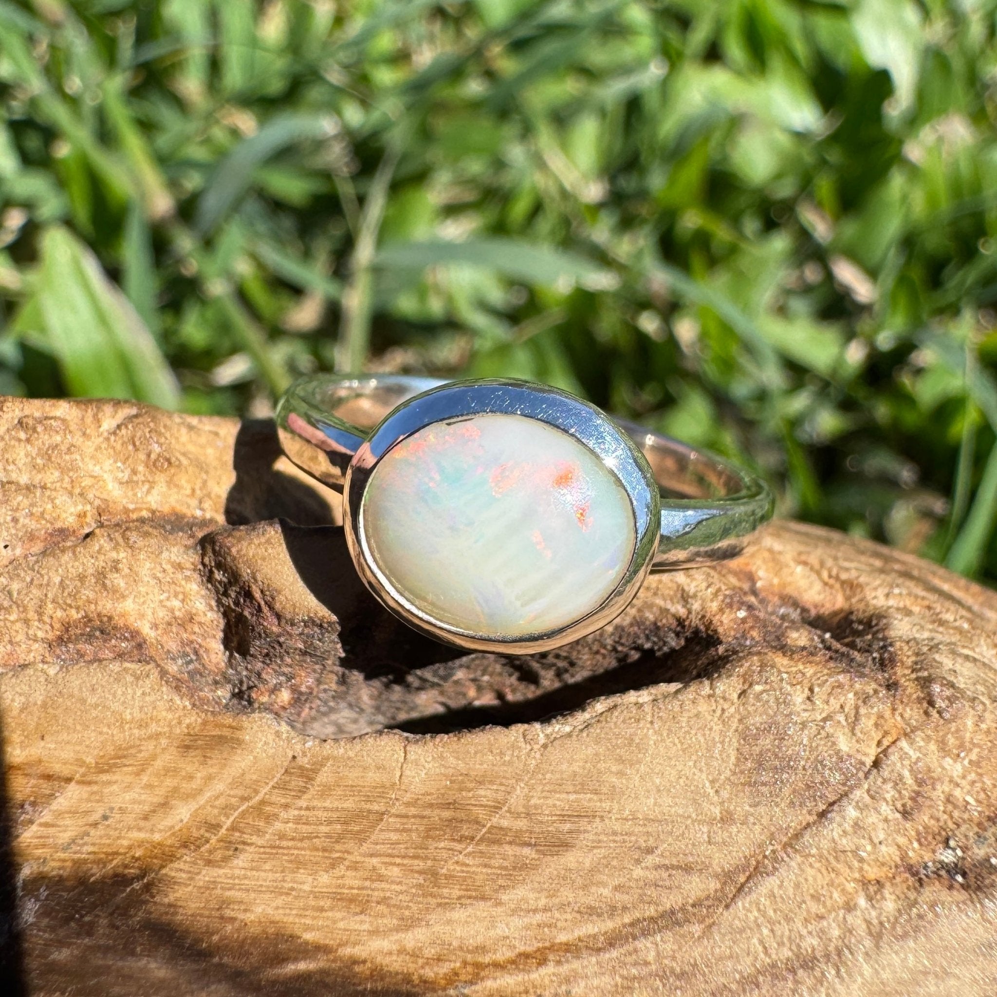 1.2ct Coober Pedy Opal Ring ~ 'Streaky Bay Spectrum' | 925 Sterling Silver | Solid Australian Opal