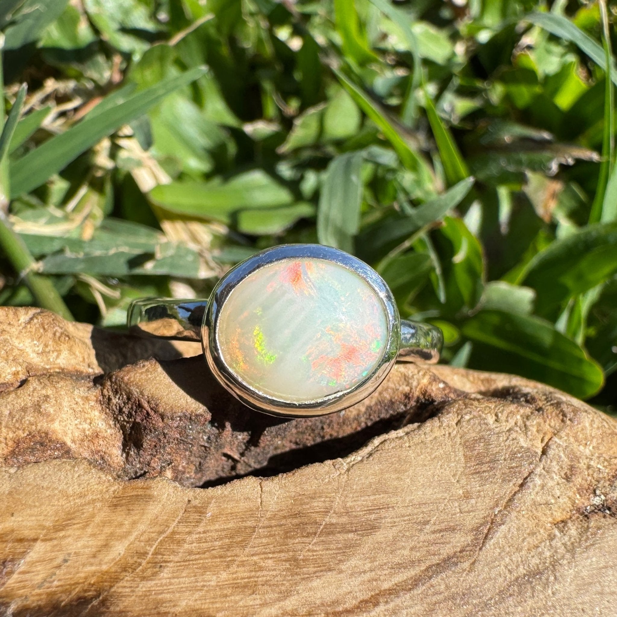 1.2ct Coober Pedy Opal Ring ~ 'Streaky Bay Spectrum' | 925 Sterling Silver | Solid Australian Opal