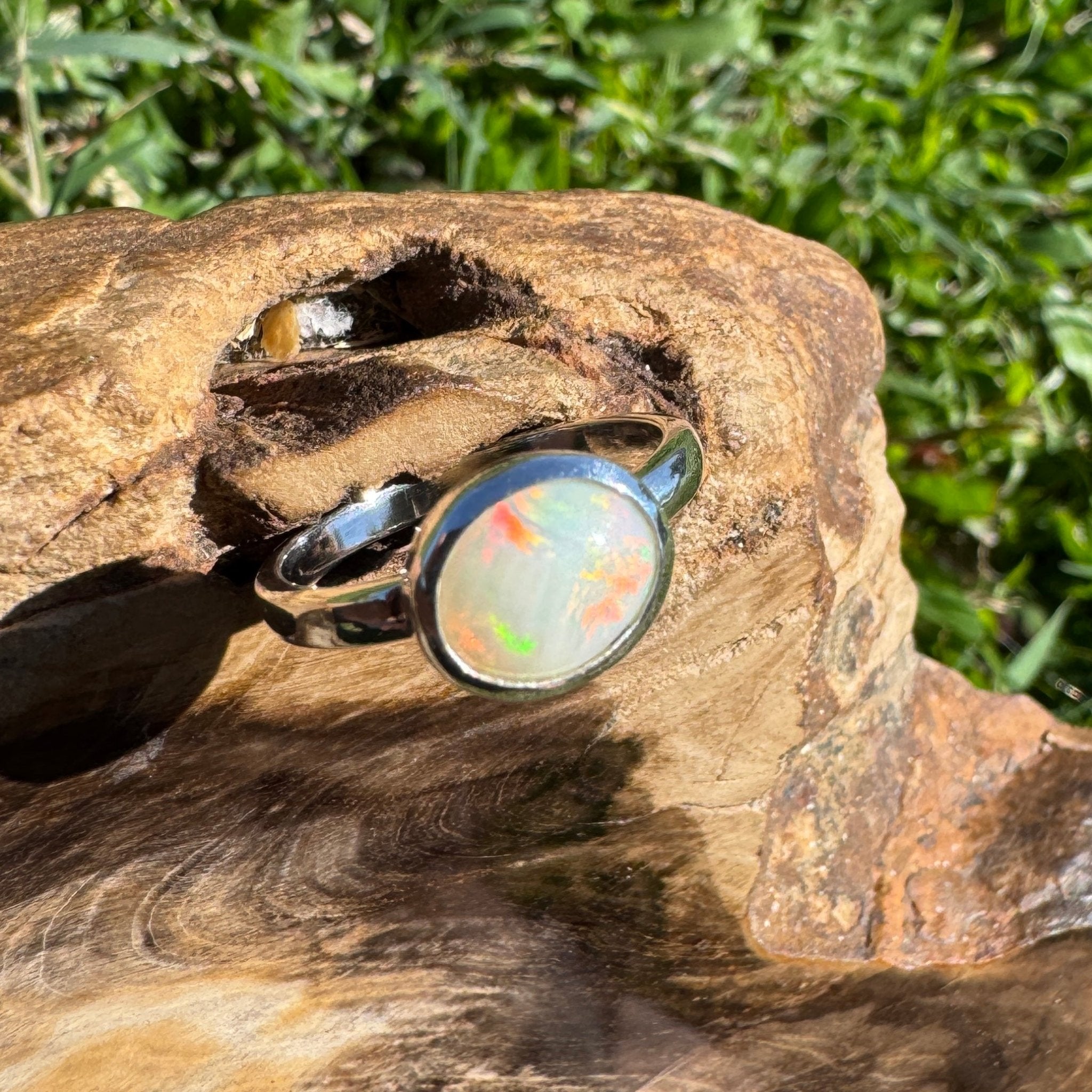 1.2ct Coober Pedy Opal Ring ~ 'Streaky Bay Spectrum' | 925 Sterling Silver | Solid Australian Opal