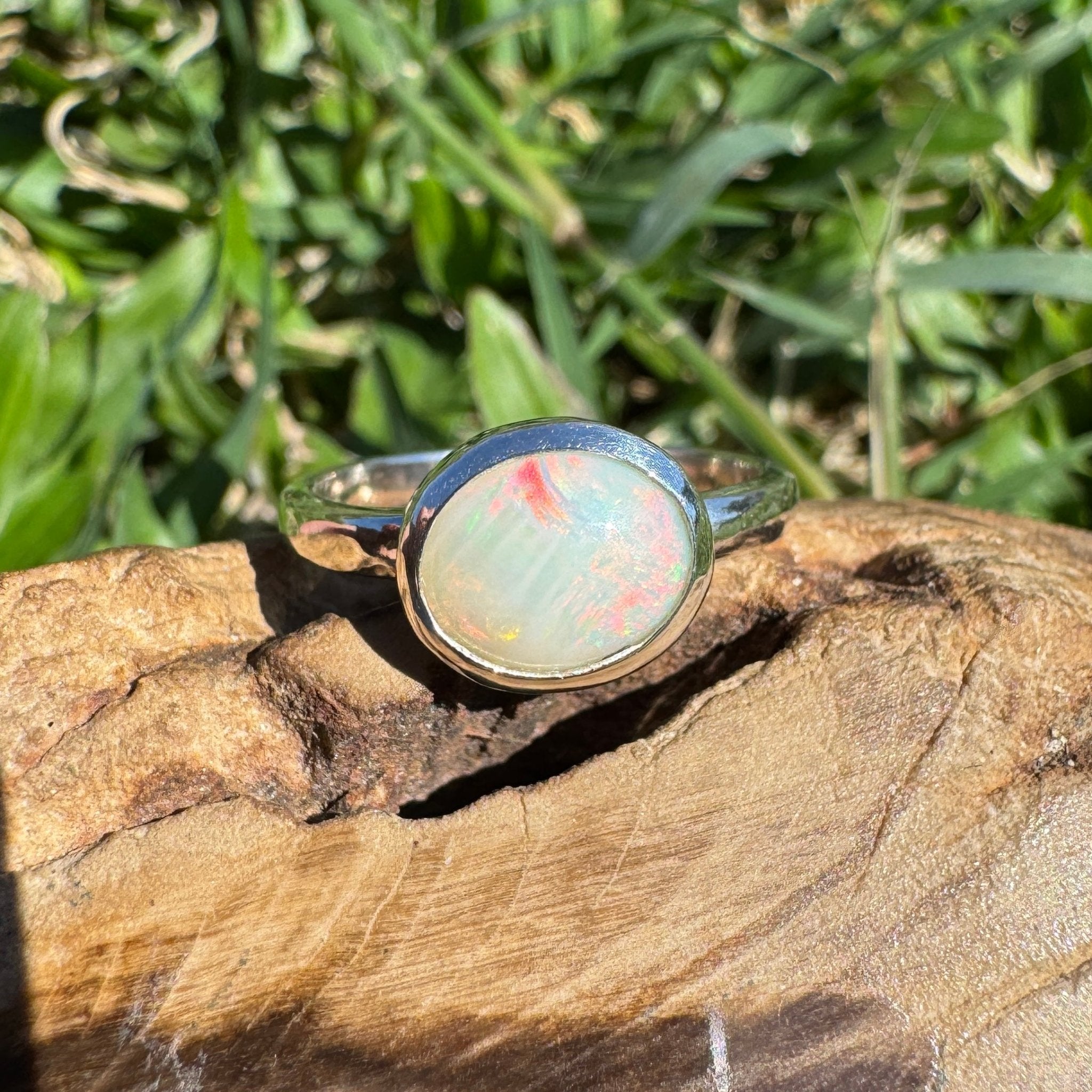1.2ct Coober Pedy Opal Ring ~ 'Streaky Bay Spectrum' | 925 Sterling Silver | Solid Australian Opal
