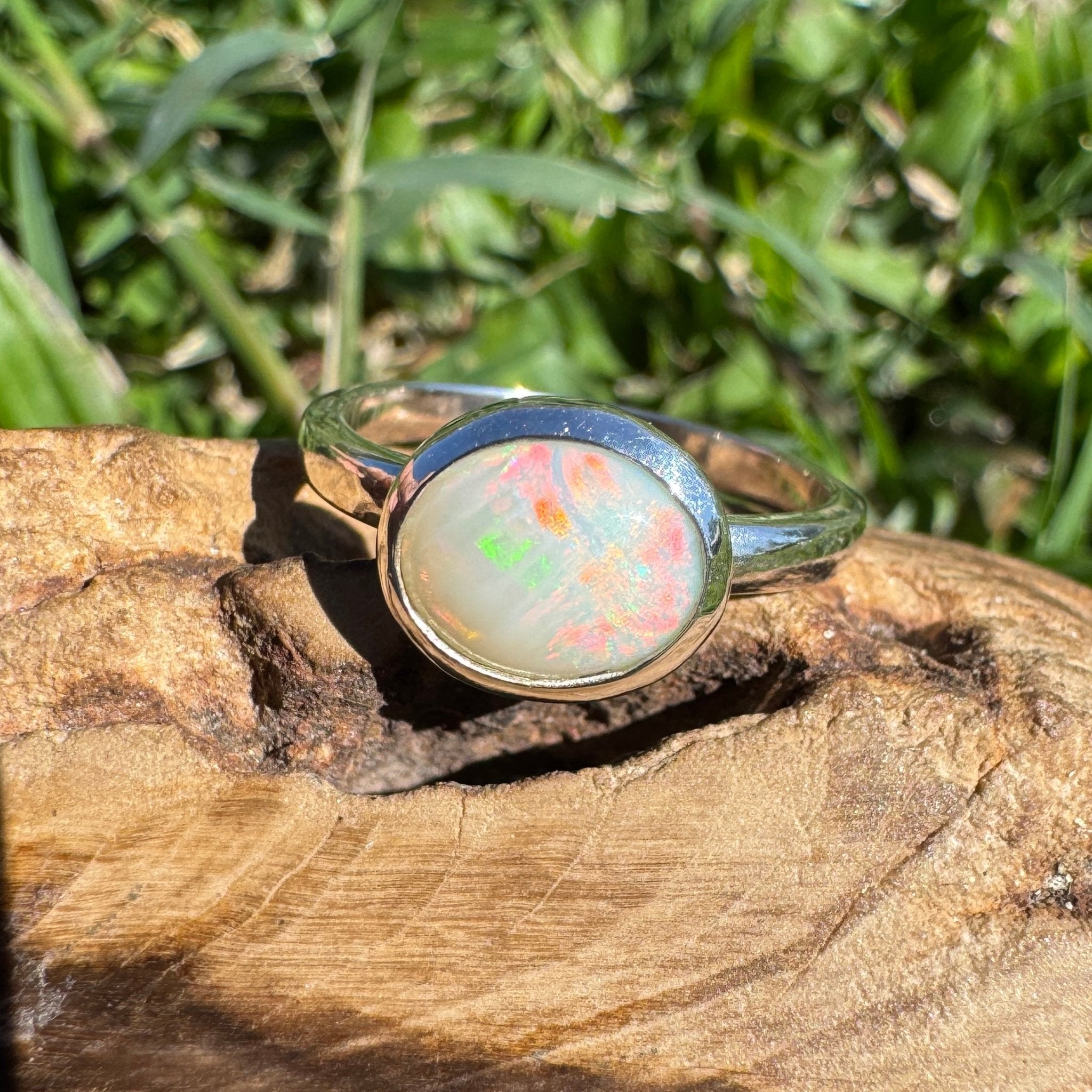1.2ct Coober Pedy Opal Ring ~ 'Streaky Bay Spectrum' | 925 Sterling Silver | Solid Australian Opal