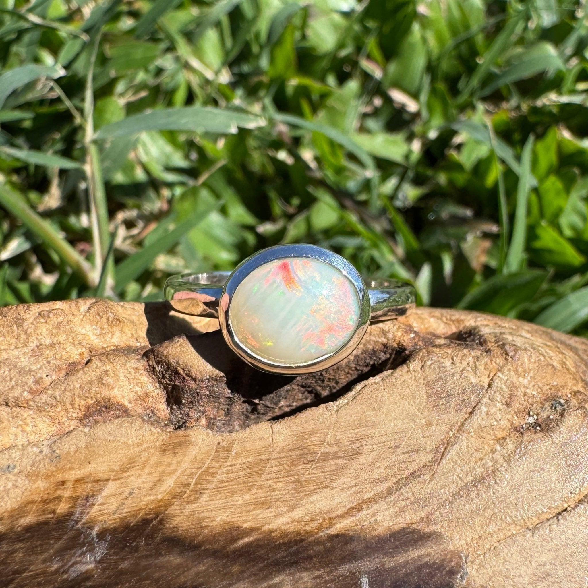 1.2ct Coober Pedy Opal Ring ~ 'Streaky Bay Spectrum' | 925 Sterling Silver | Solid Australian Opal