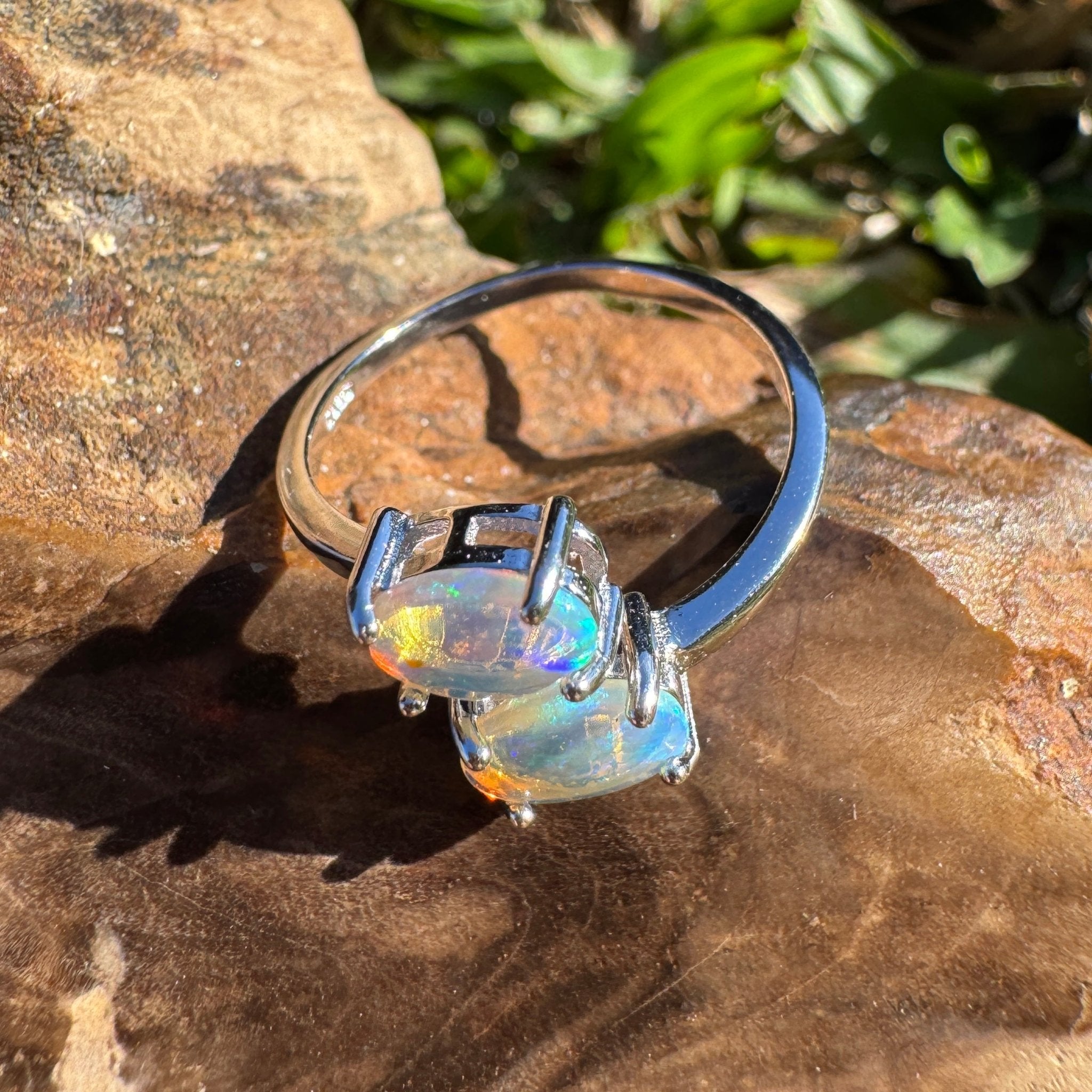 1.2ct Coober Pedy Opal Ring ~ 'Twin Falls Glow' | 925 Sterling Silver | Solid Australian Opal