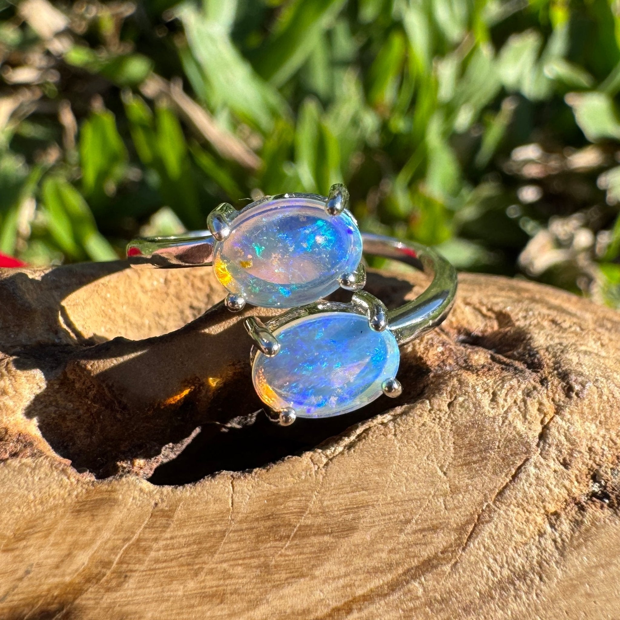 1.2ct Coober Pedy Opal Ring ~ 'Twin Falls Glow' | 925 Sterling Silver | Solid Australian Opal