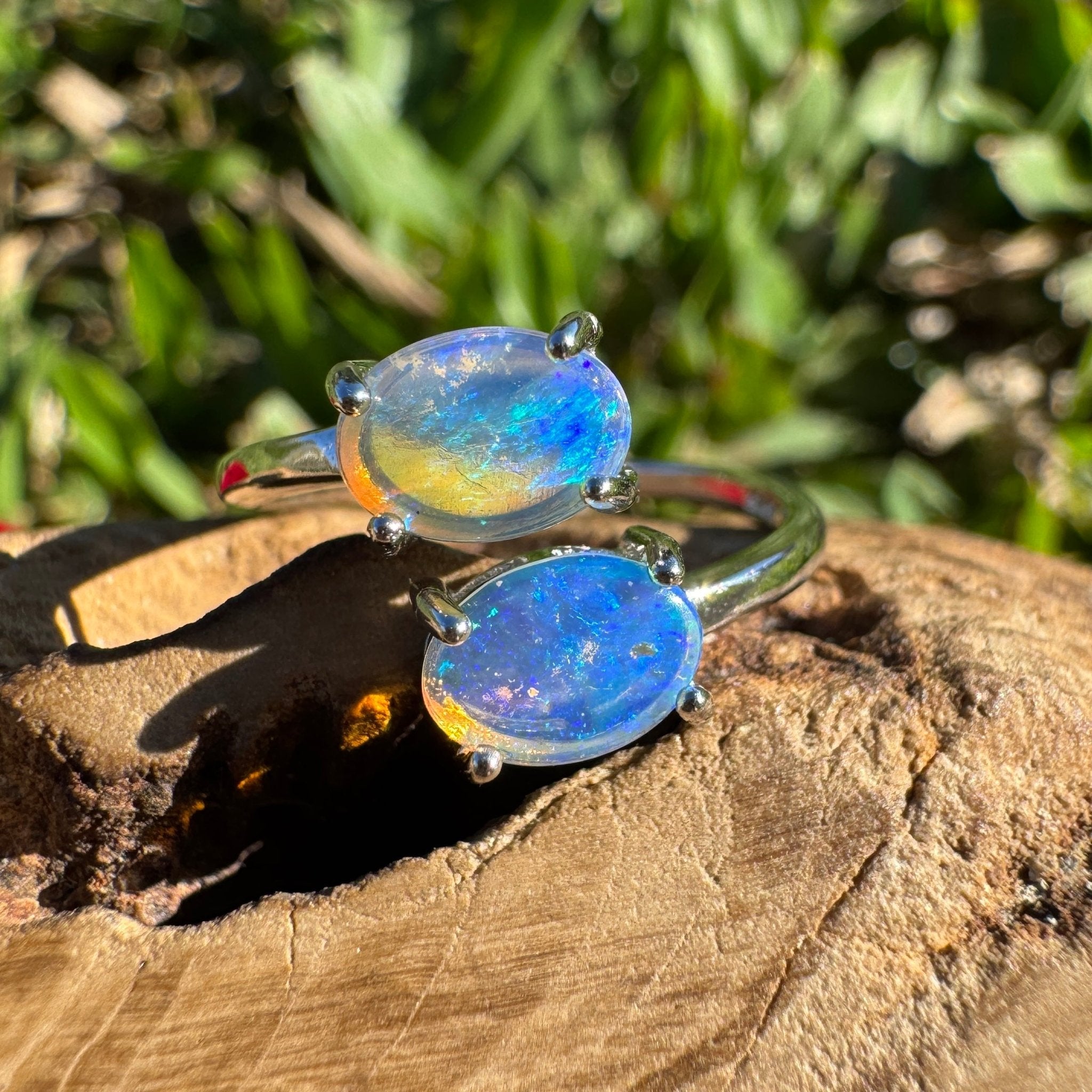 1.2ct Coober Pedy Opal Ring ~ 'Twin Falls Glow' | 925 Sterling Silver | Solid Australian Opal