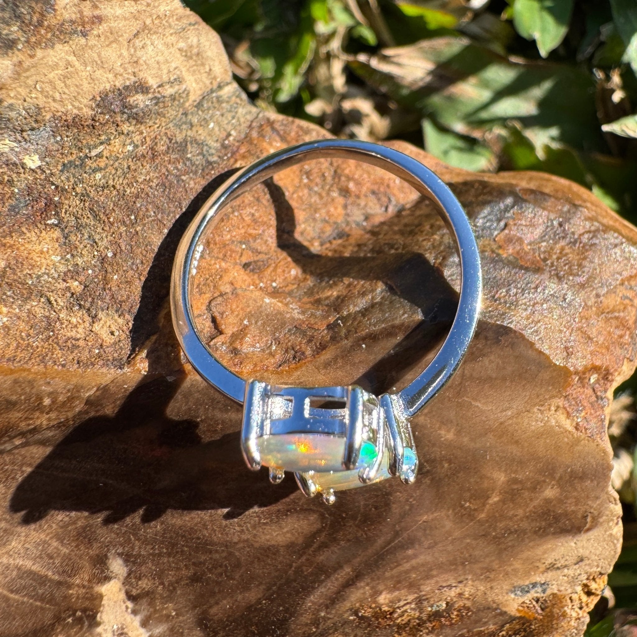 1.2ct Coober Pedy Opal Ring ~ 'Twin Falls Glow' | 925 Sterling Silver | Solid Australian Opal