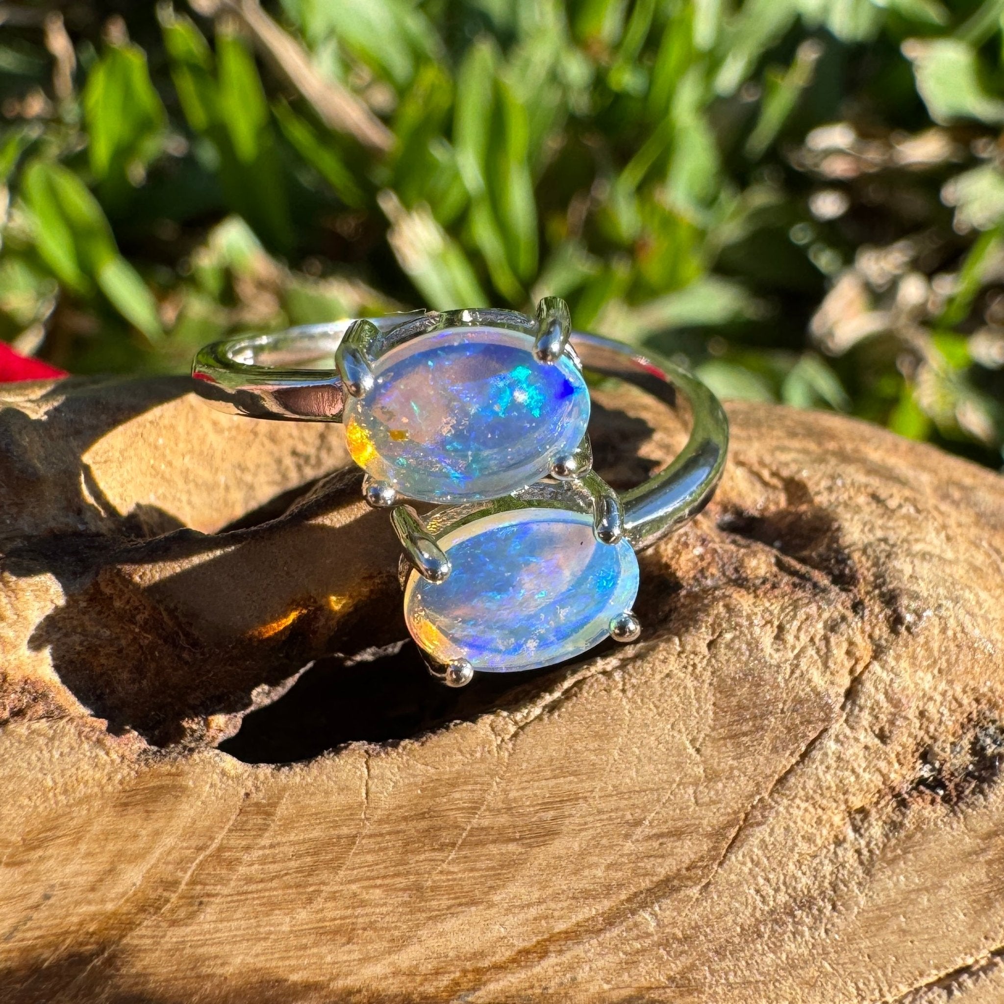 1.2ct Coober Pedy Opal Ring ~ 'Twin Falls Glow' | 925 Sterling Silver | Solid Australian Opal