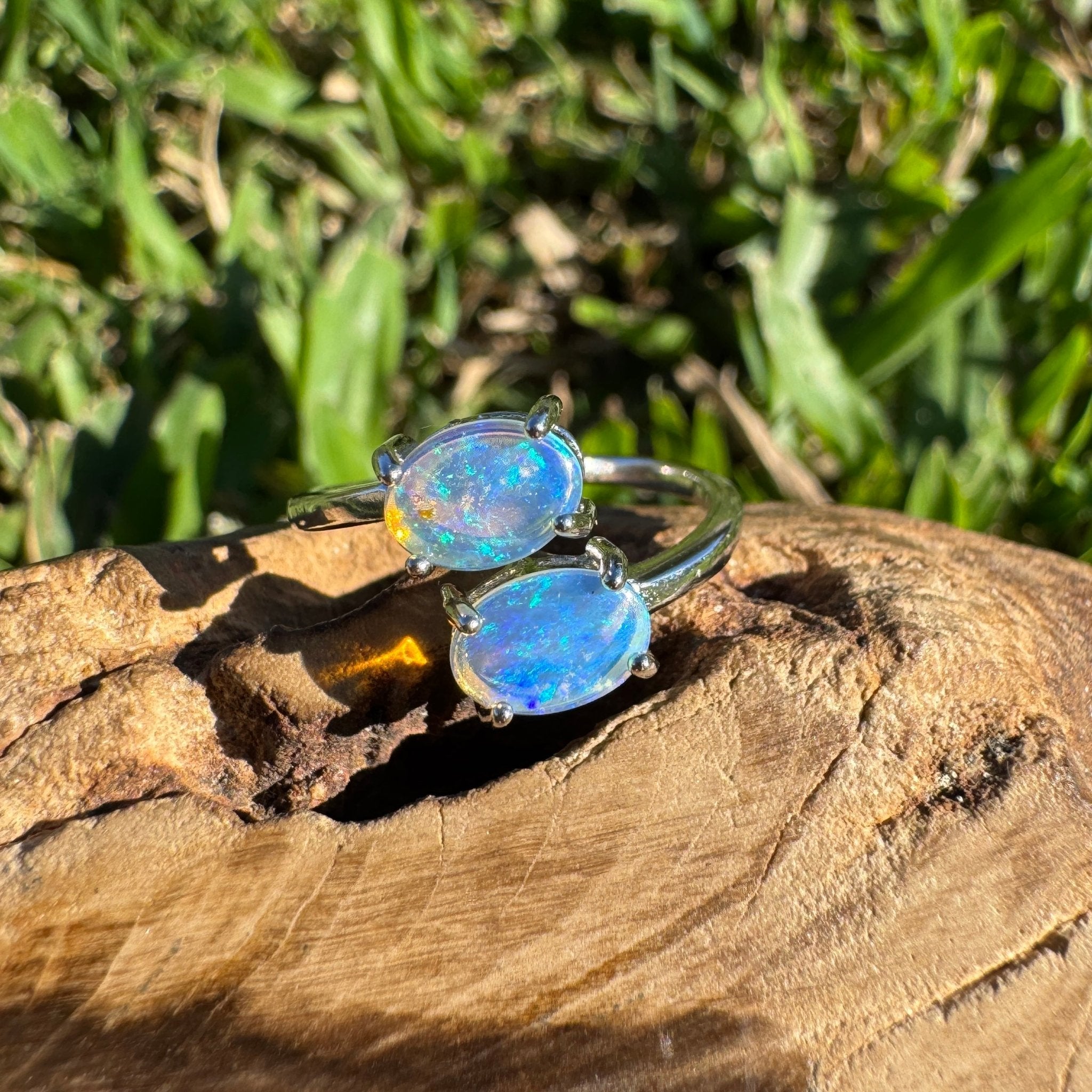 1.2ct Coober Pedy Opal Ring ~ 'Twin Falls Glow' | 925 Sterling Silver | Solid Australian Opal