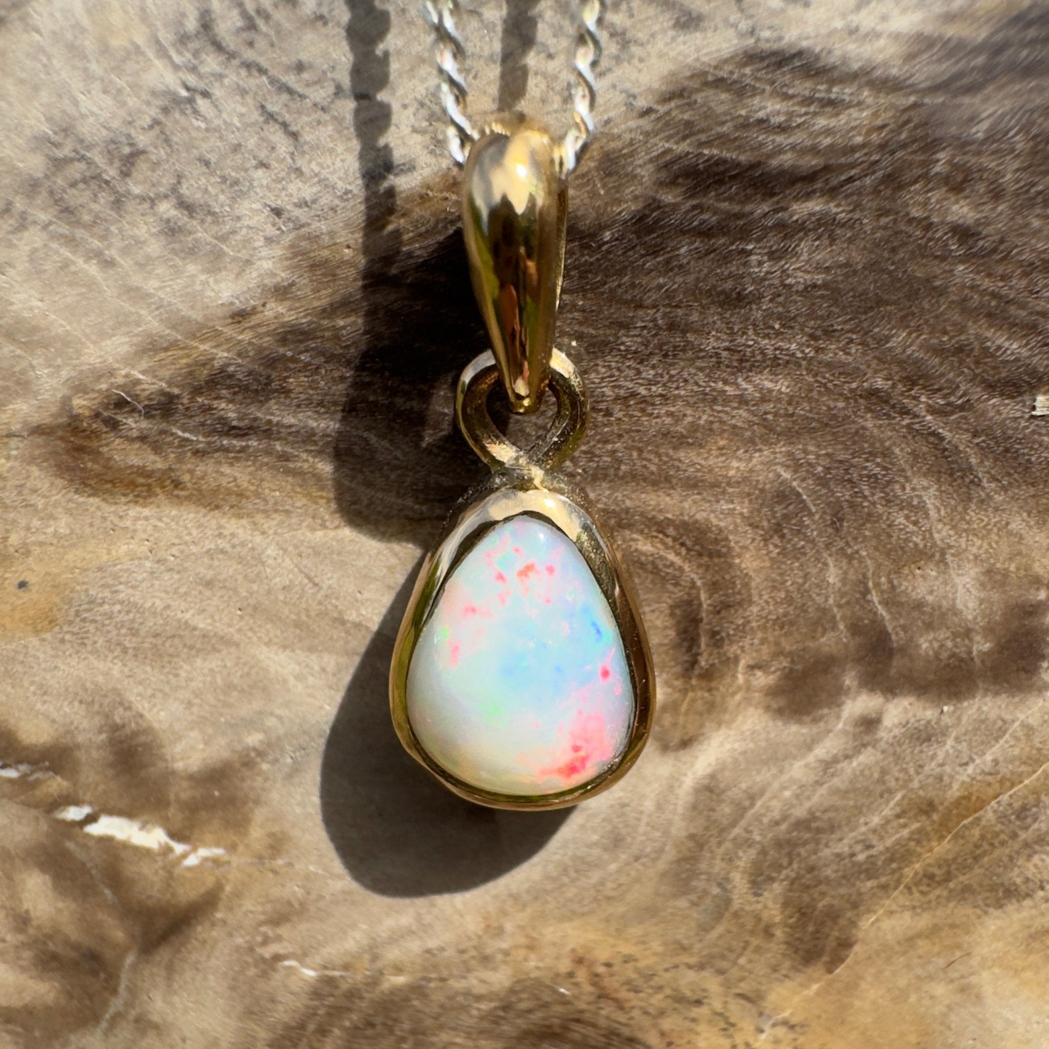 1.2ct Lightning Ridge Opal Pendant Necklace ~ 'Carnarvon Colour' | 9ct Yellow Gold | Solid Australian Opal