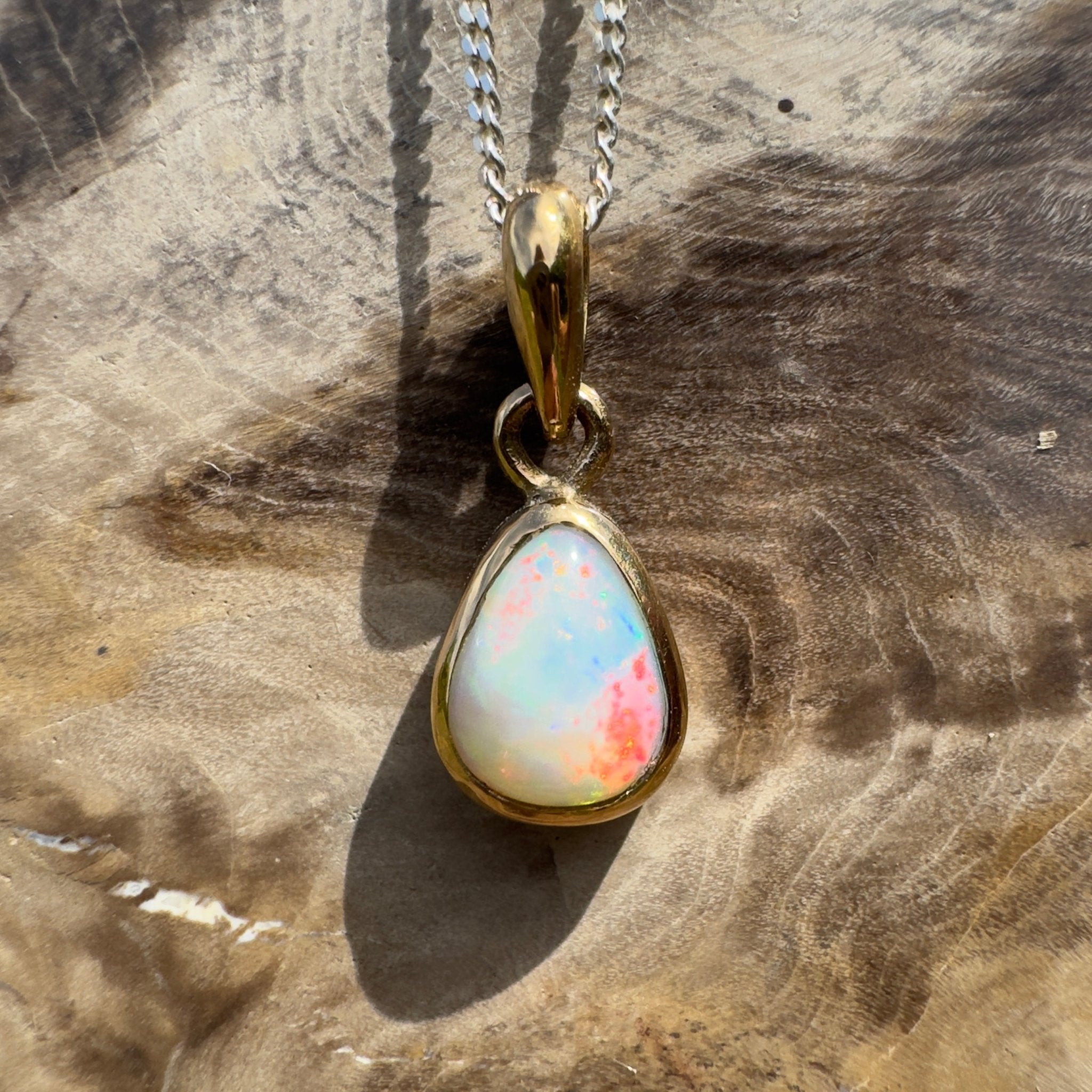 1.2ct Lightning Ridge Opal Pendant Necklace ~ 'Carnarvon Colour' | 9ct Yellow Gold | Solid Australian Opal
