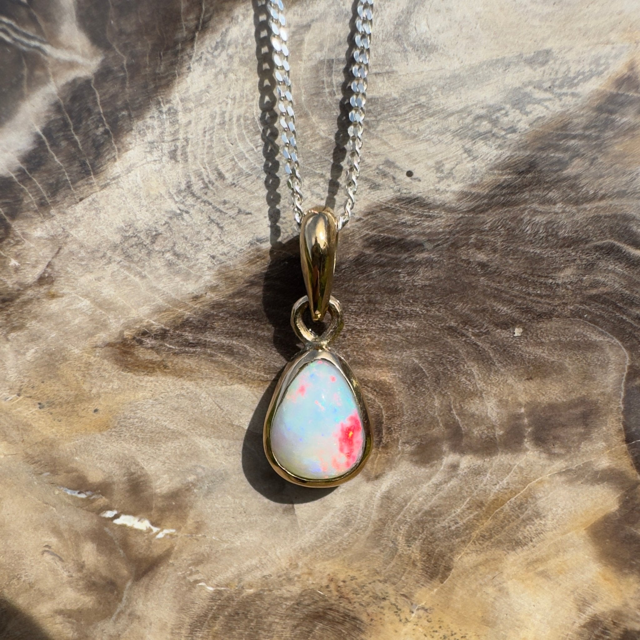 1.2ct Lightning Ridge Opal Pendant Necklace ~ 'Carnarvon Colour' | 9ct Yellow Gold | Solid Australian Opal