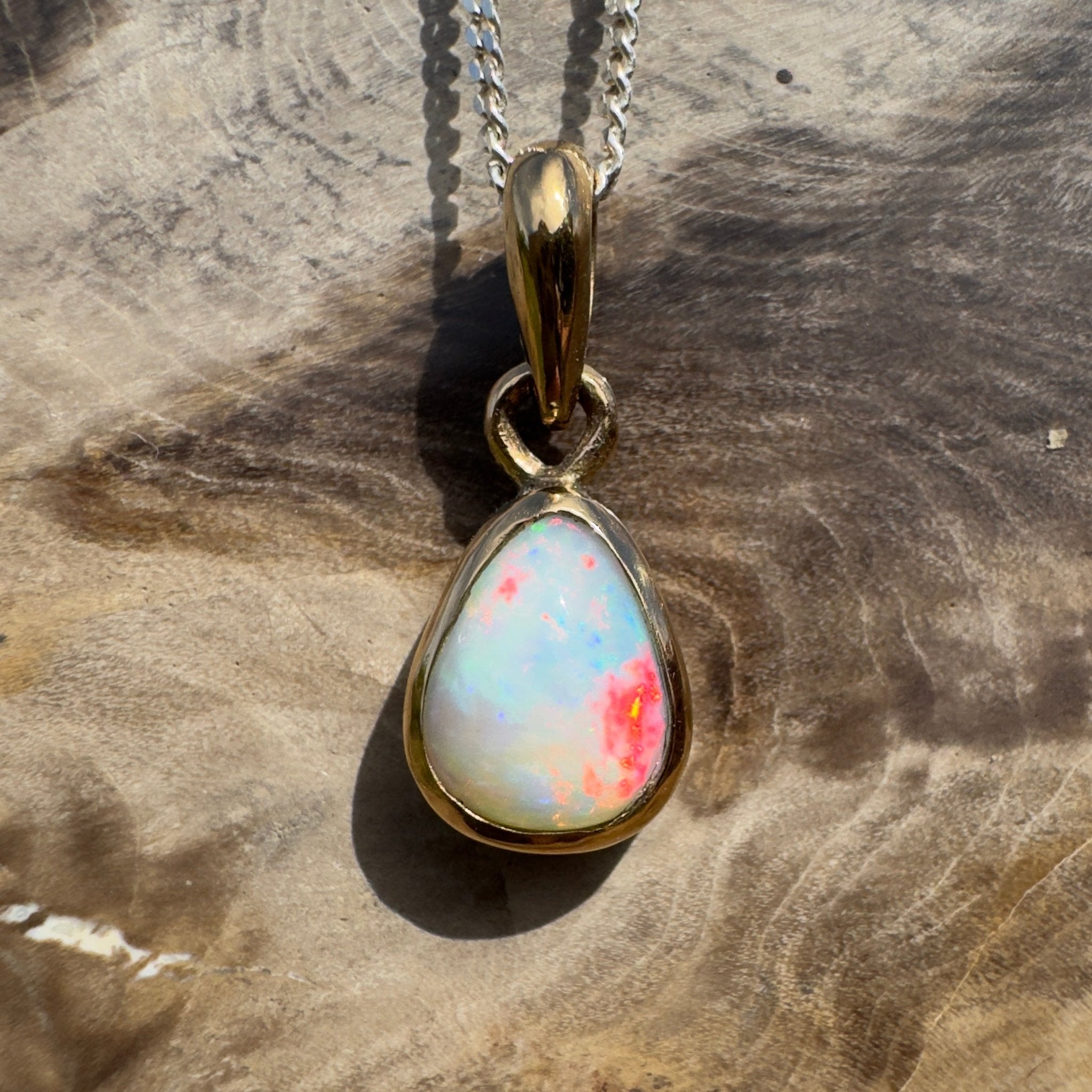 1.2ct Lightning Ridge Opal Pendant Necklace ~ 'Carnarvon Colour' | 9ct Yellow Gold | Solid Australian Opal
