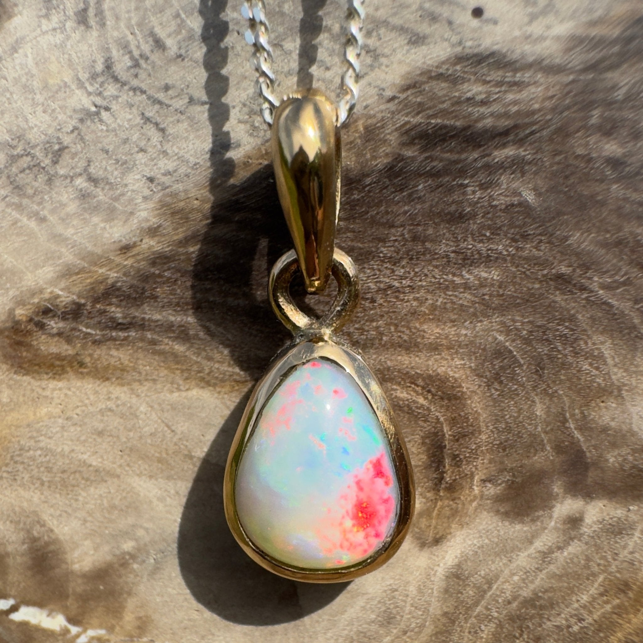 1.2ct Lightning Ridge Opal Pendant Necklace ~ 'Carnarvon Colour' | 9ct Yellow Gold | Solid Australian Opal