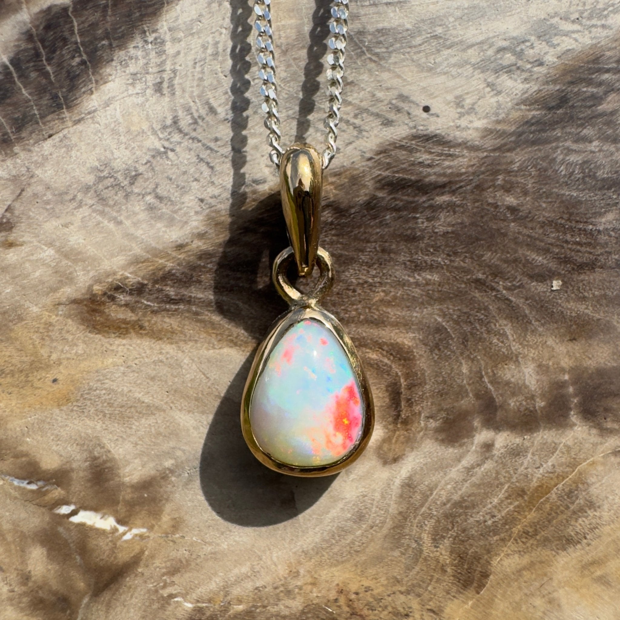 1.2ct Lightning Ridge Opal Pendant Necklace ~ 'Carnarvon Colour' | 9ct Yellow Gold | Solid Australian Opal