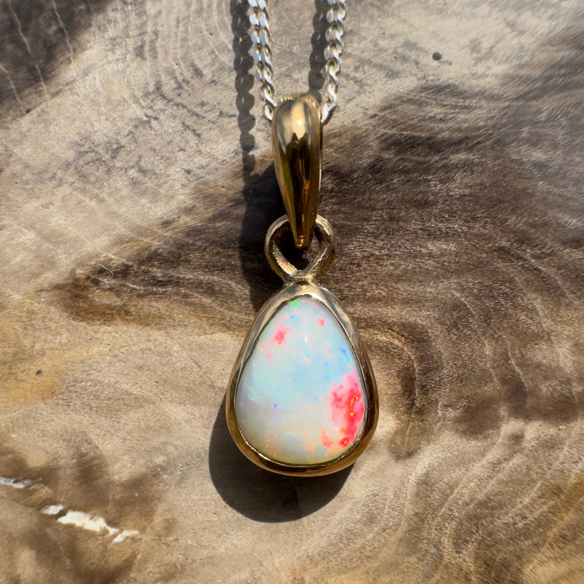 1.2ct Lightning Ridge Opal Pendant Necklace ~ 'Carnarvon Colour' | 9ct Yellow Gold | Solid Australian Opal