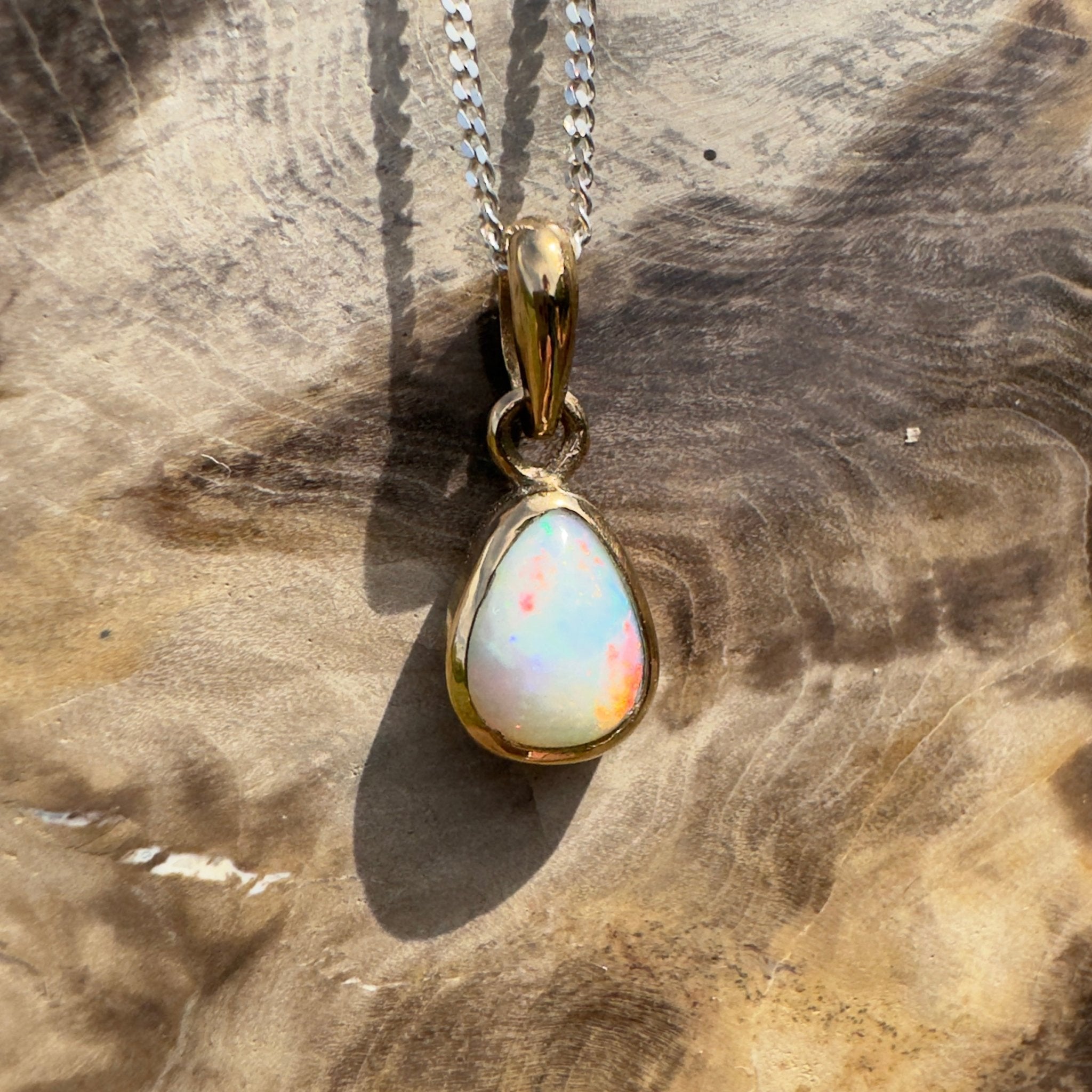 1.2ct Lightning Ridge Opal Pendant Necklace ~ 'Carnarvon Colour' | 9ct Yellow Gold | Solid Australian Opal