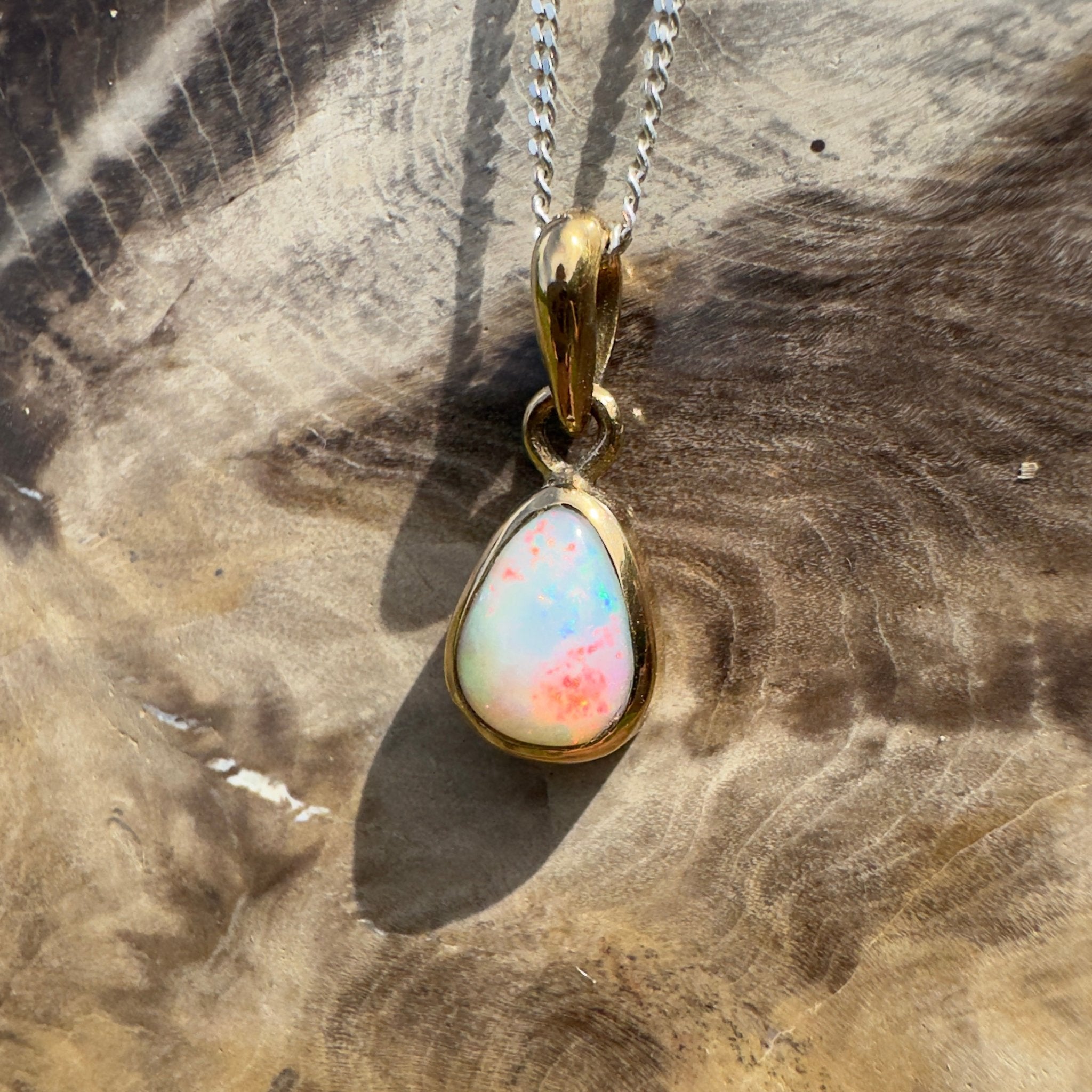 1.2ct Lightning Ridge Opal Pendant Necklace ~ 'Carnarvon Colour' | 9ct Yellow Gold | Solid Australian Opal