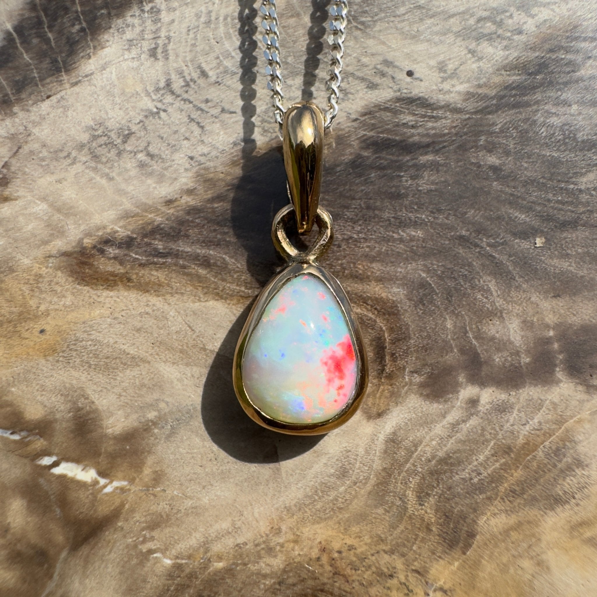 1.2ct Lightning Ridge Opal Pendant Necklace ~ 'Carnarvon Colour' | 9ct Yellow Gold | Solid Australian Opal