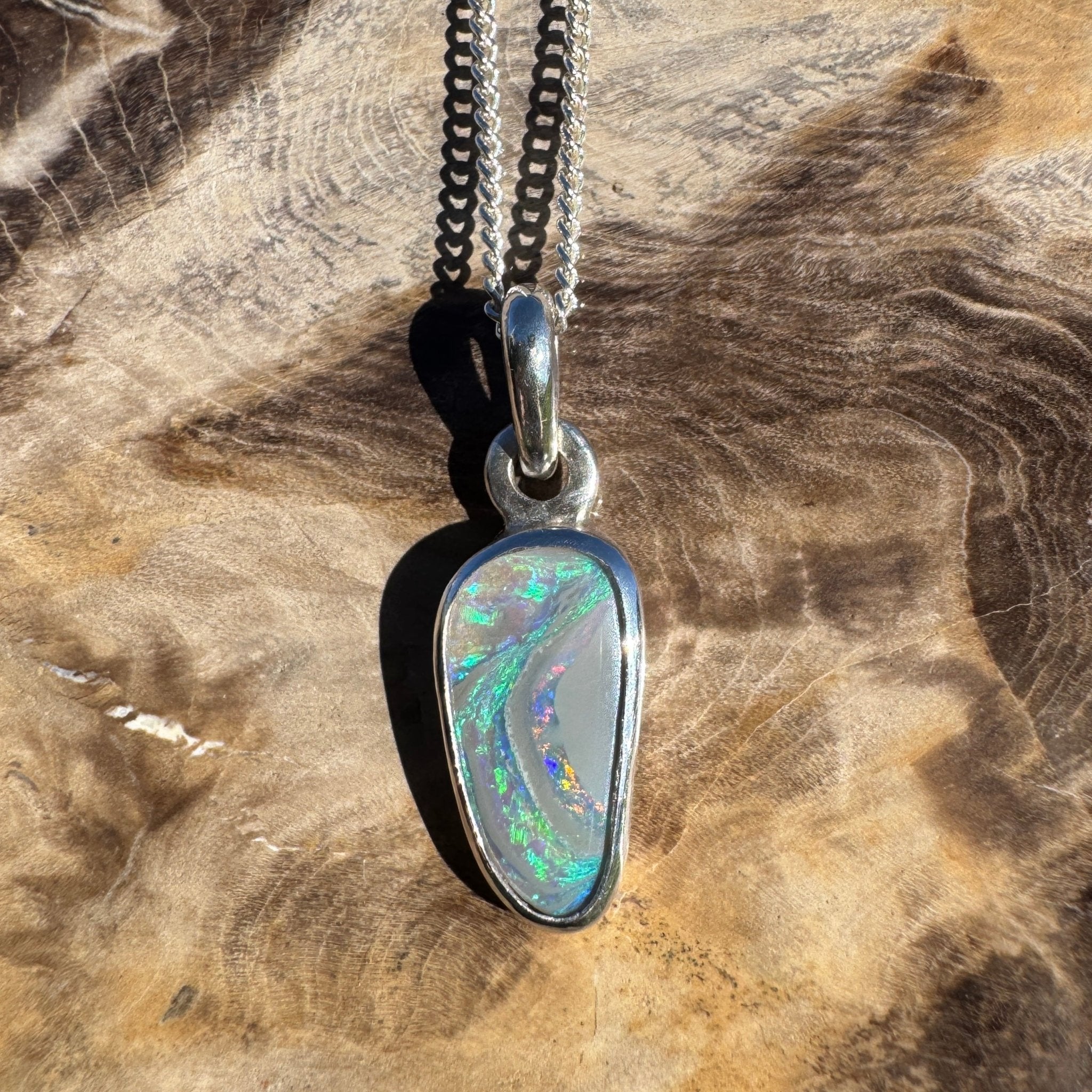 1.2ct Lightning Ridge Opal Pendant Necklace ~ 'Parachilna Pass' | 925 Sterling Silver | Solid Australian Opal