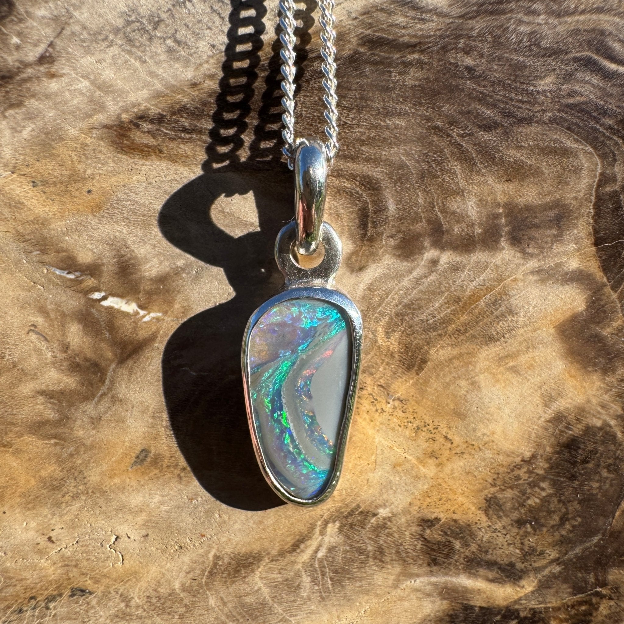 1.2ct Lightning Ridge Opal Pendant Necklace ~ 'Parachilna Pass' | 925 Sterling Silver | Solid Australian Opal