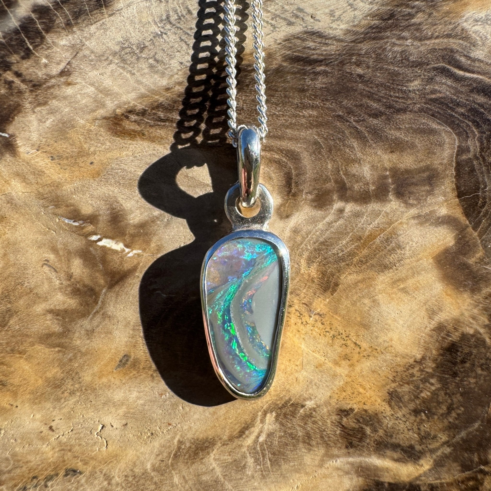 1.2ct Lightning Ridge Opal Pendant Necklace ~ 'Parachilna Pass' | 925 Sterling Silver | Solid Australian Opal