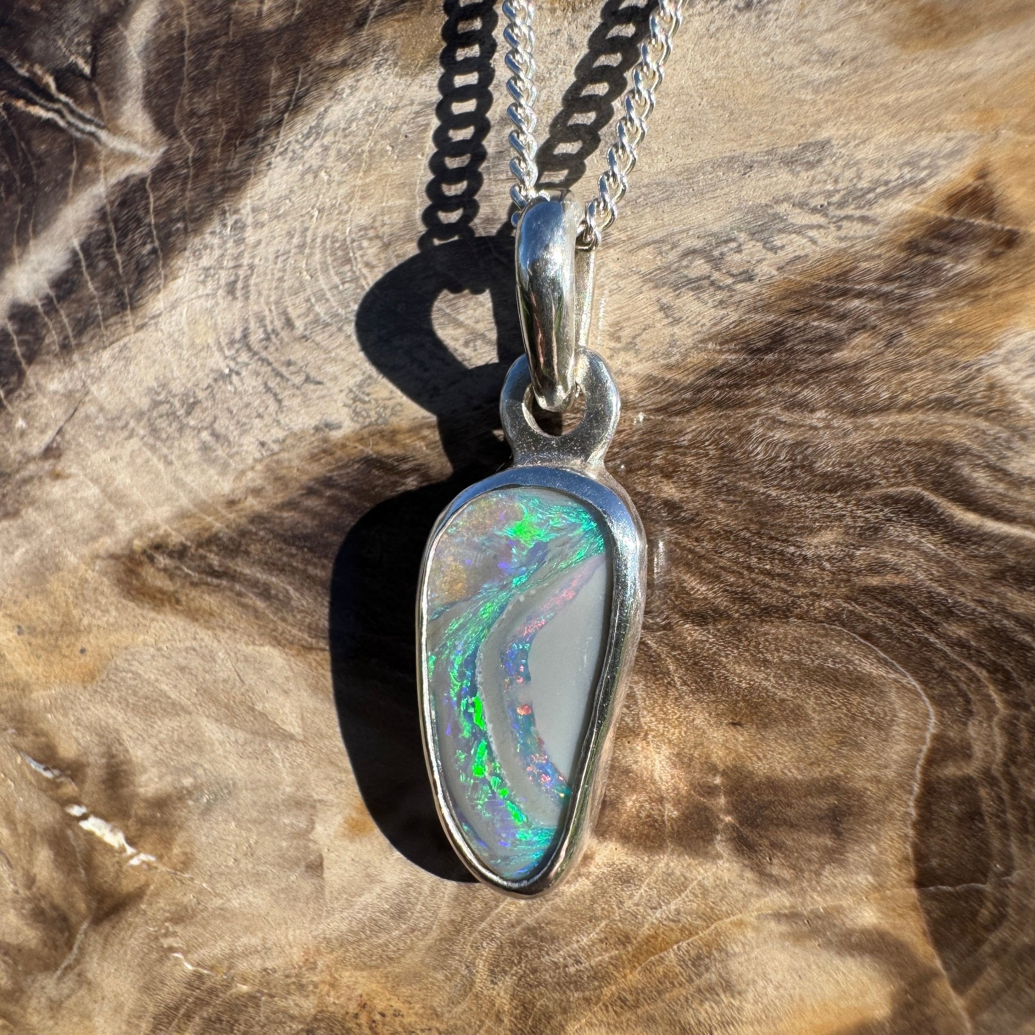 1.2ct Lightning Ridge Opal Pendant Necklace ~ 'Parachilna Pass' | 925 Sterling Silver | Solid Australian Opal