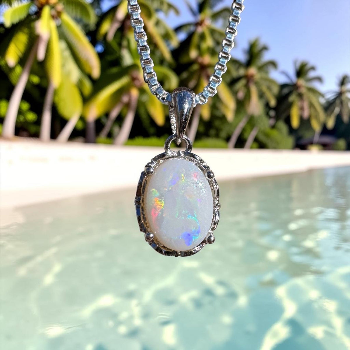 1.2ct Lightning Ridge Opal Pendant Necklace ~ 'Tamborine Blues' | 925 Sterling Silver | Solid Australian Opal