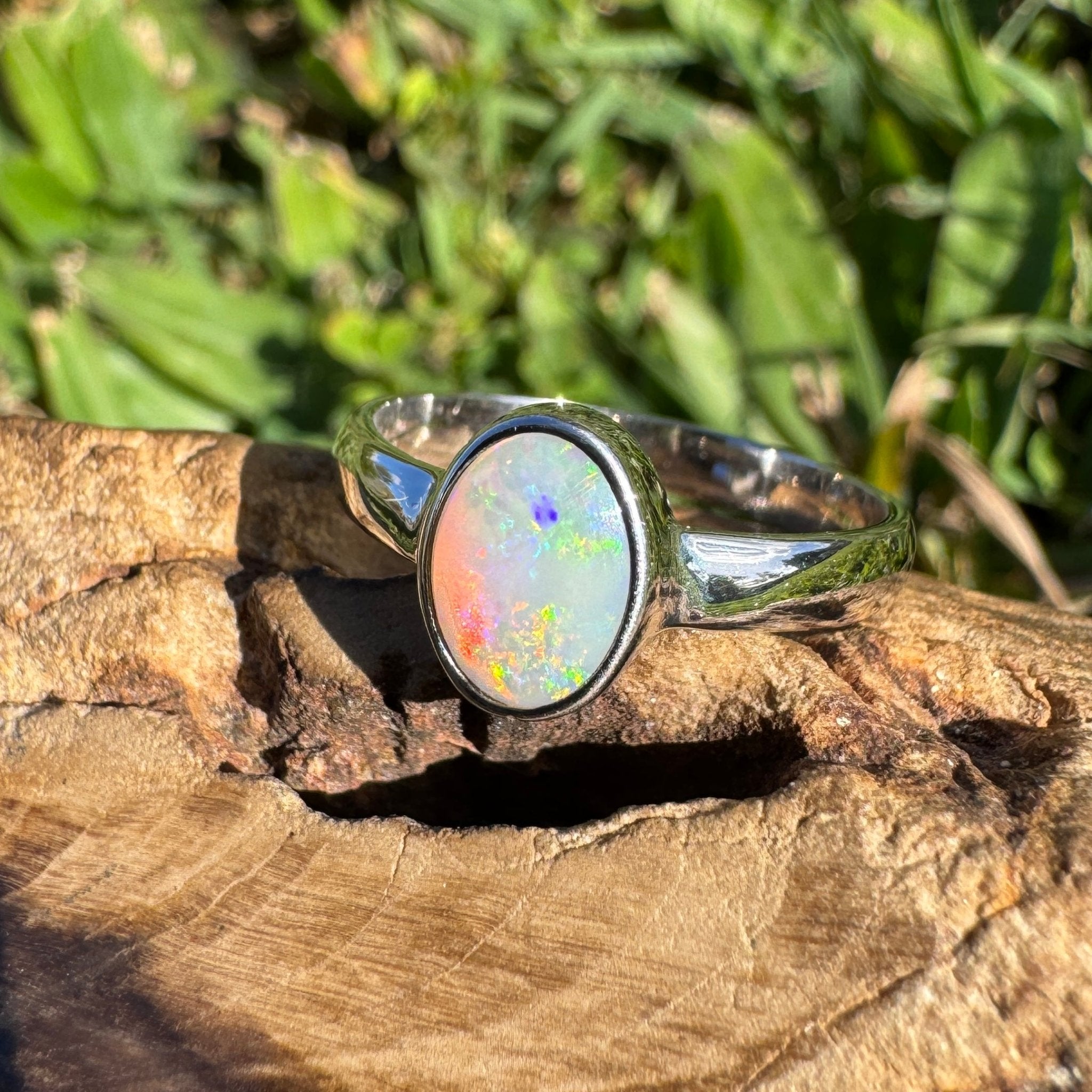 1.2ct Lightning Ridge Opal Ring ~ 'Kakadu Flare' | 925 Sterling Silver | Solid Australian Opal