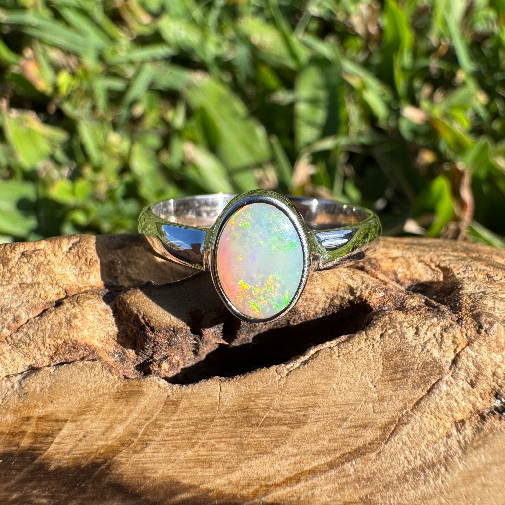 1.2ct Lightning Ridge Opal Ring ~ 'Kakadu Flare' | 925 Sterling Silver | Solid Australian Opal