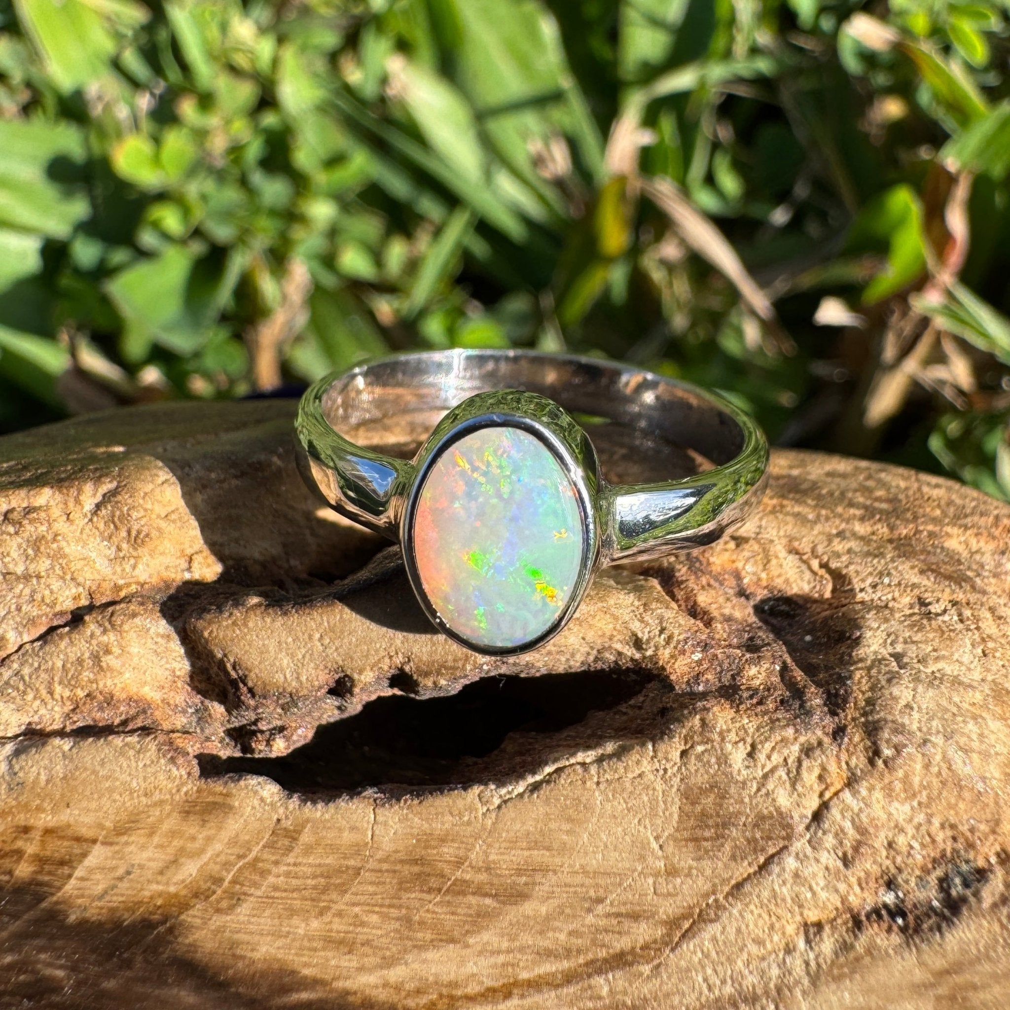 1.2ct Lightning Ridge Opal Ring ~ 'Kakadu Flare' | 925 Sterling Silver | Solid Australian Opal
