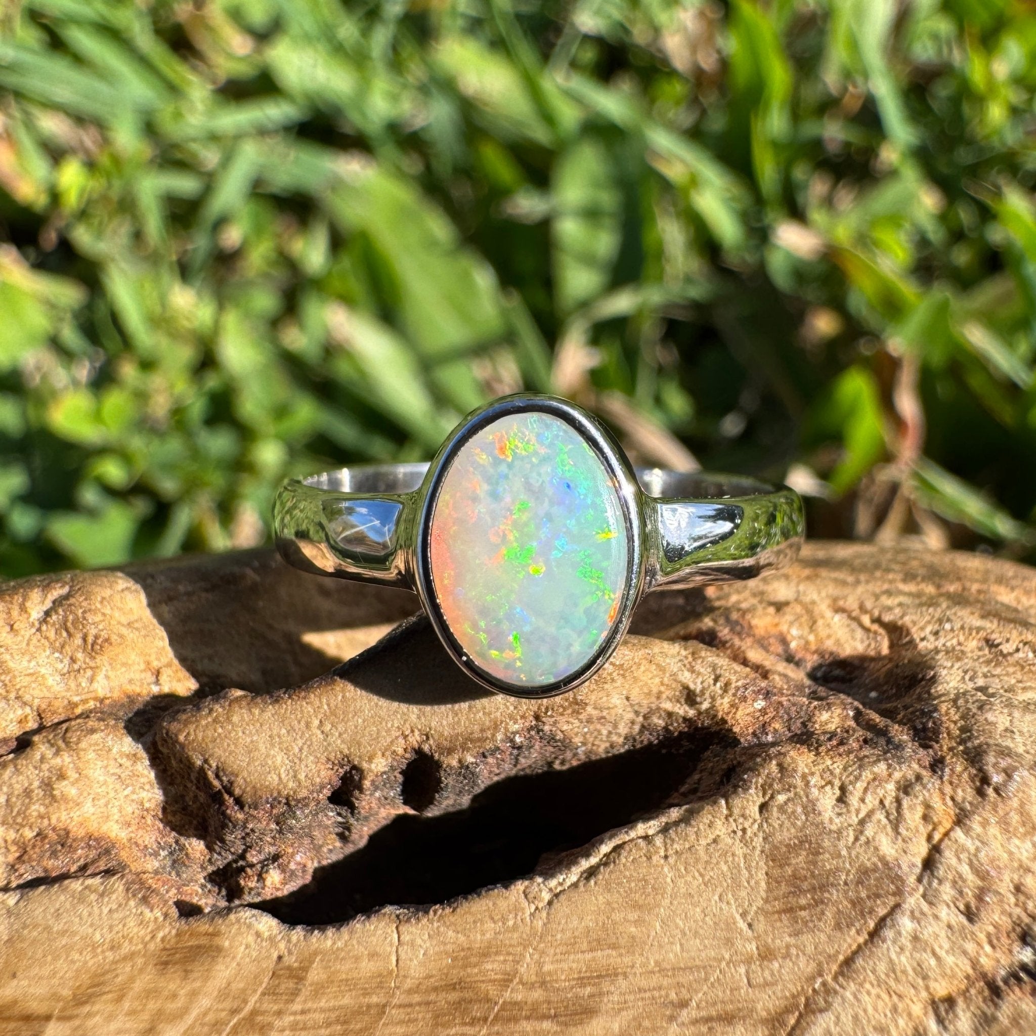 1.2ct Lightning Ridge Opal Ring ~ 'Kakadu Flare' | 925 Sterling Silver | Solid Australian Opal