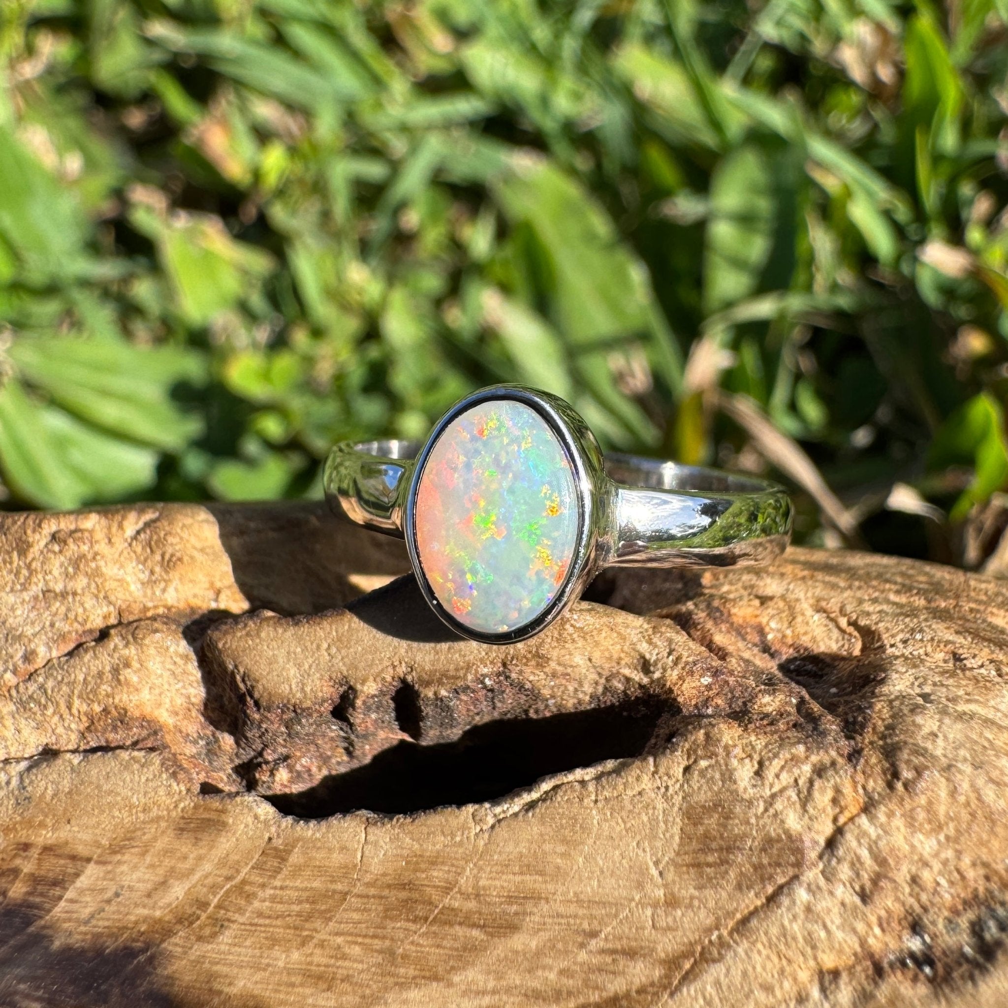 1.2ct Lightning Ridge Opal Ring ~ 'Kakadu Flare' | 925 Sterling Silver | Solid Australian Opal