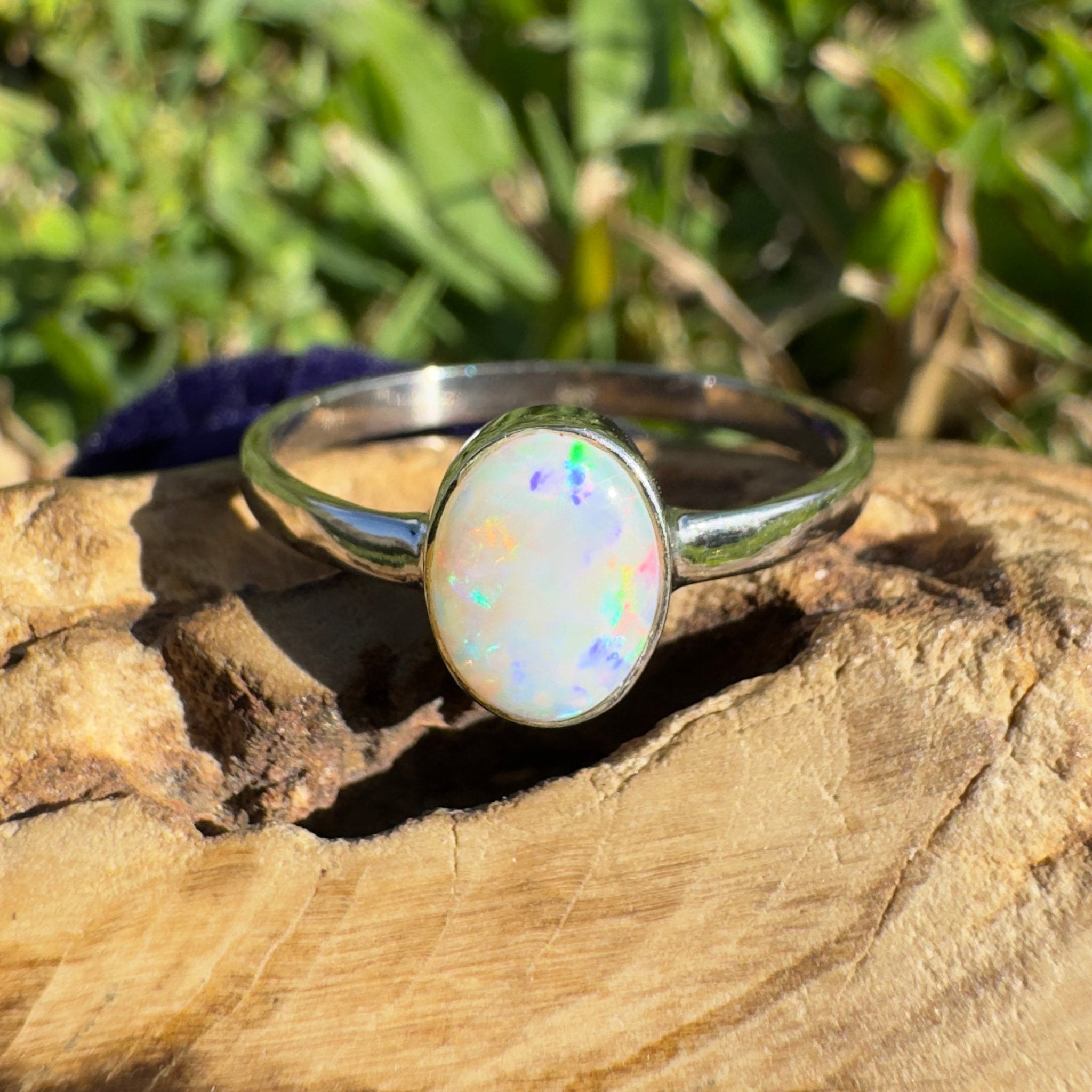 1.2ct Lightning Ridge Opal Ring ~ 'Whitehaven Blaze' | 925 Sterling Silver | Solid Australian Opal