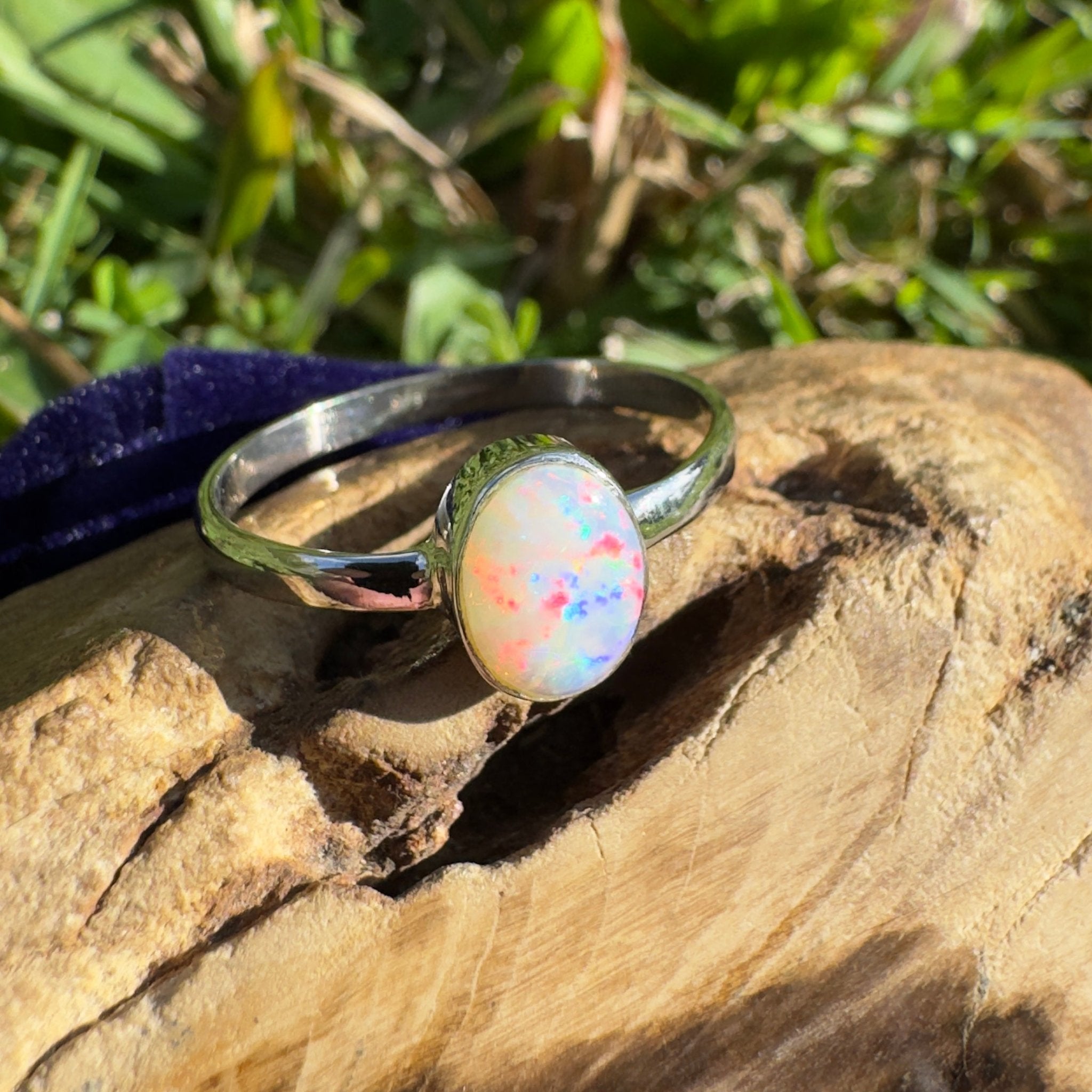 1.2ct Lightning Ridge Opal Ring ~ 'Whitehaven Blaze' | 925 Sterling Silver | Solid Australian Opal