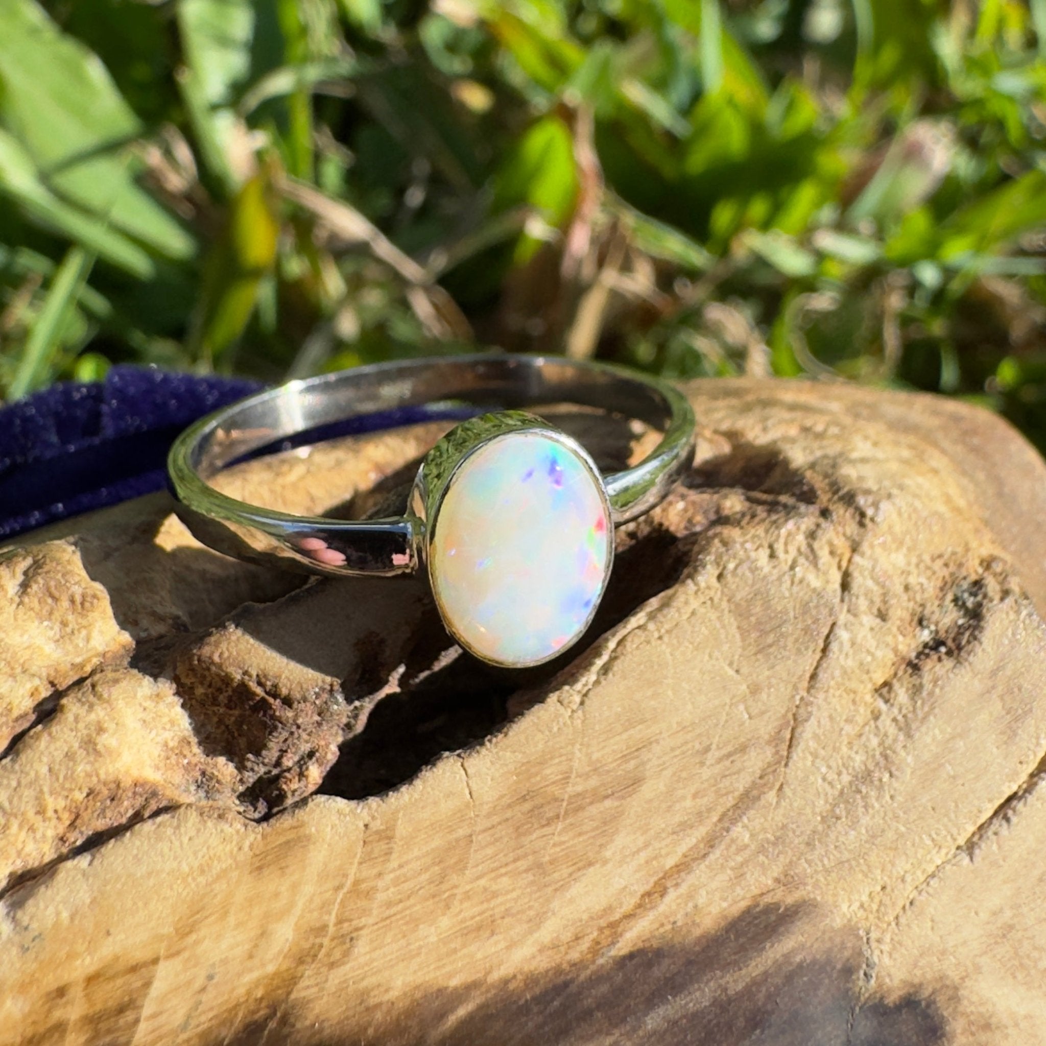 1.2ct Lightning Ridge Opal Ring ~ 'Whitehaven Blaze' | 925 Sterling Silver | Solid Australian Opal