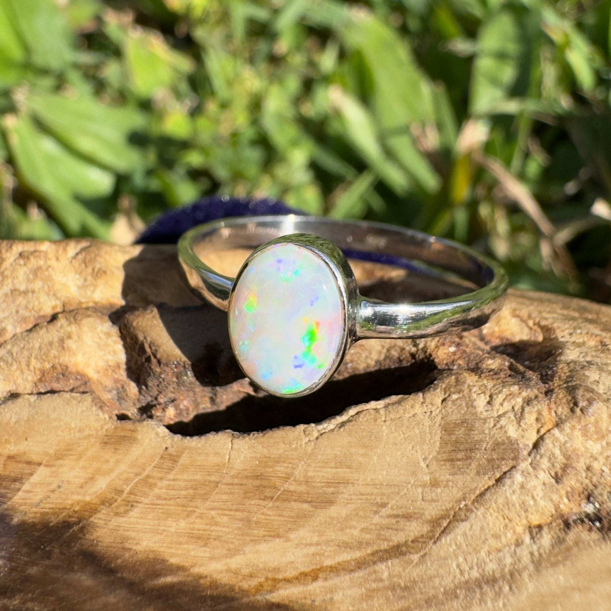 1.2ct Lightning Ridge Opal Ring ~ 'Whitehaven Blaze' | 925 Sterling Silver | Solid Australian Opal