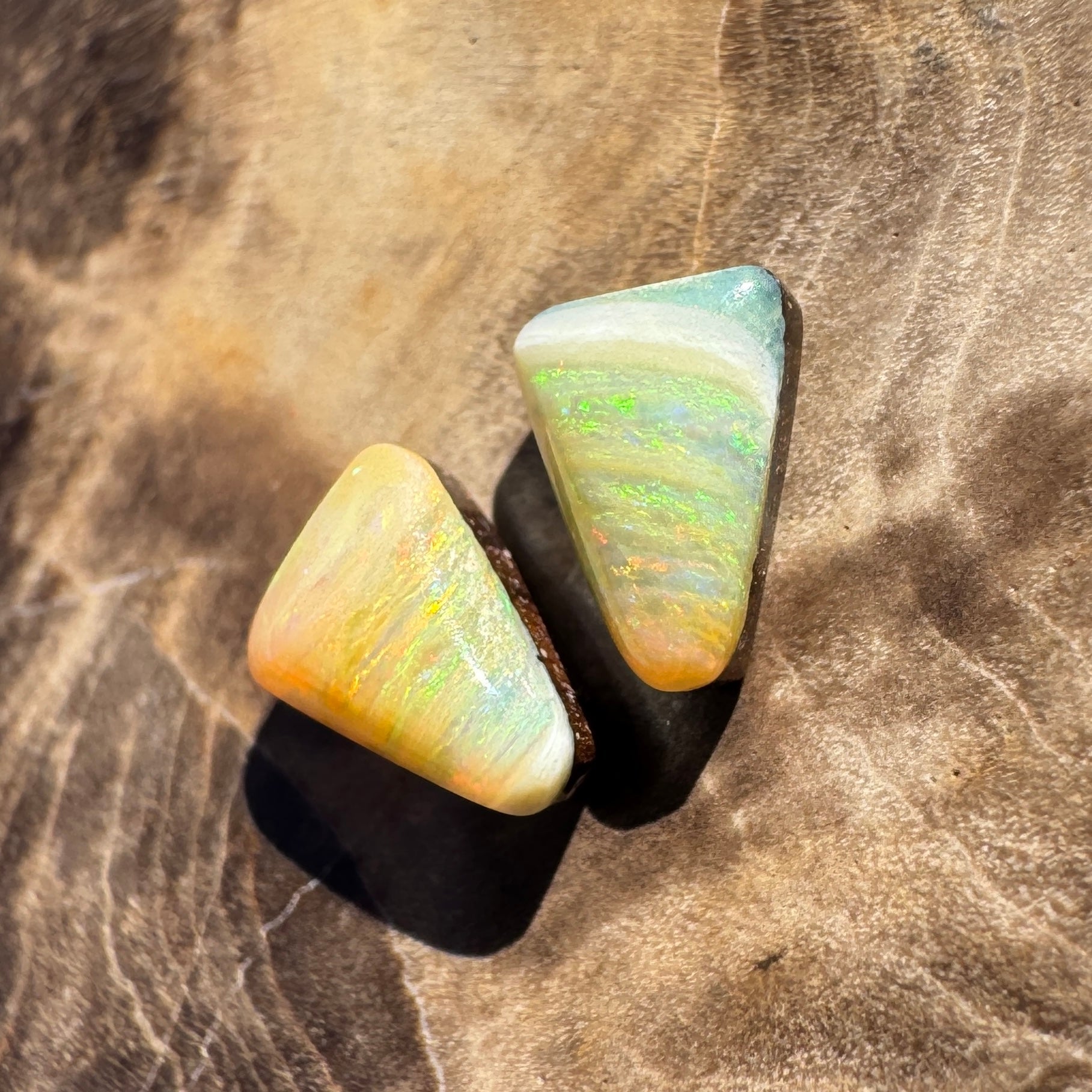 1.2ct Queensland Boulder Opal matched pair | Solid Australian Opal | Hand-Cut
