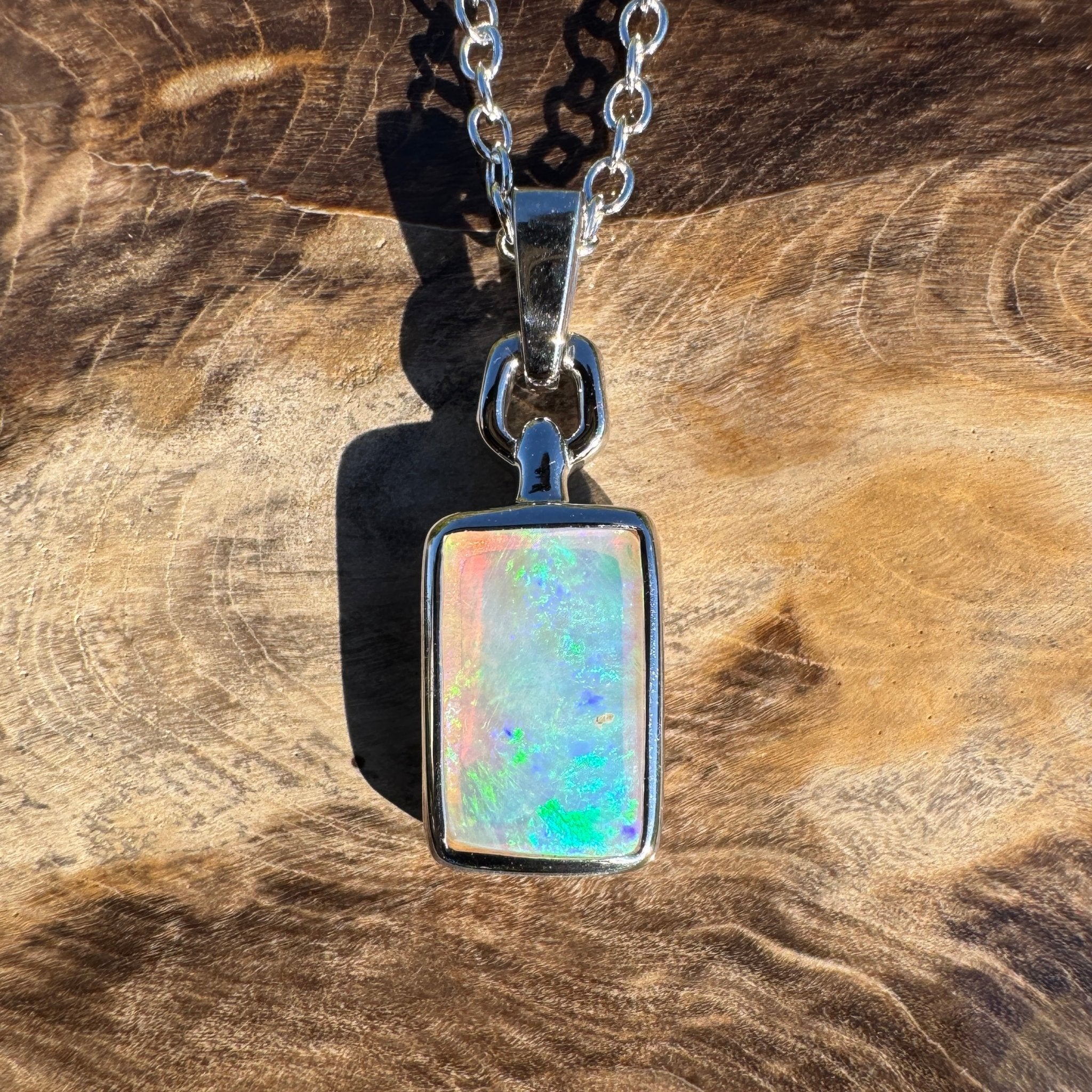 1.3ct Coober Pedy Crystal Opal Pendant Necklace ~ 'Mermaid Reef' | 925 Sterling Silver | Solid Australian Opal
