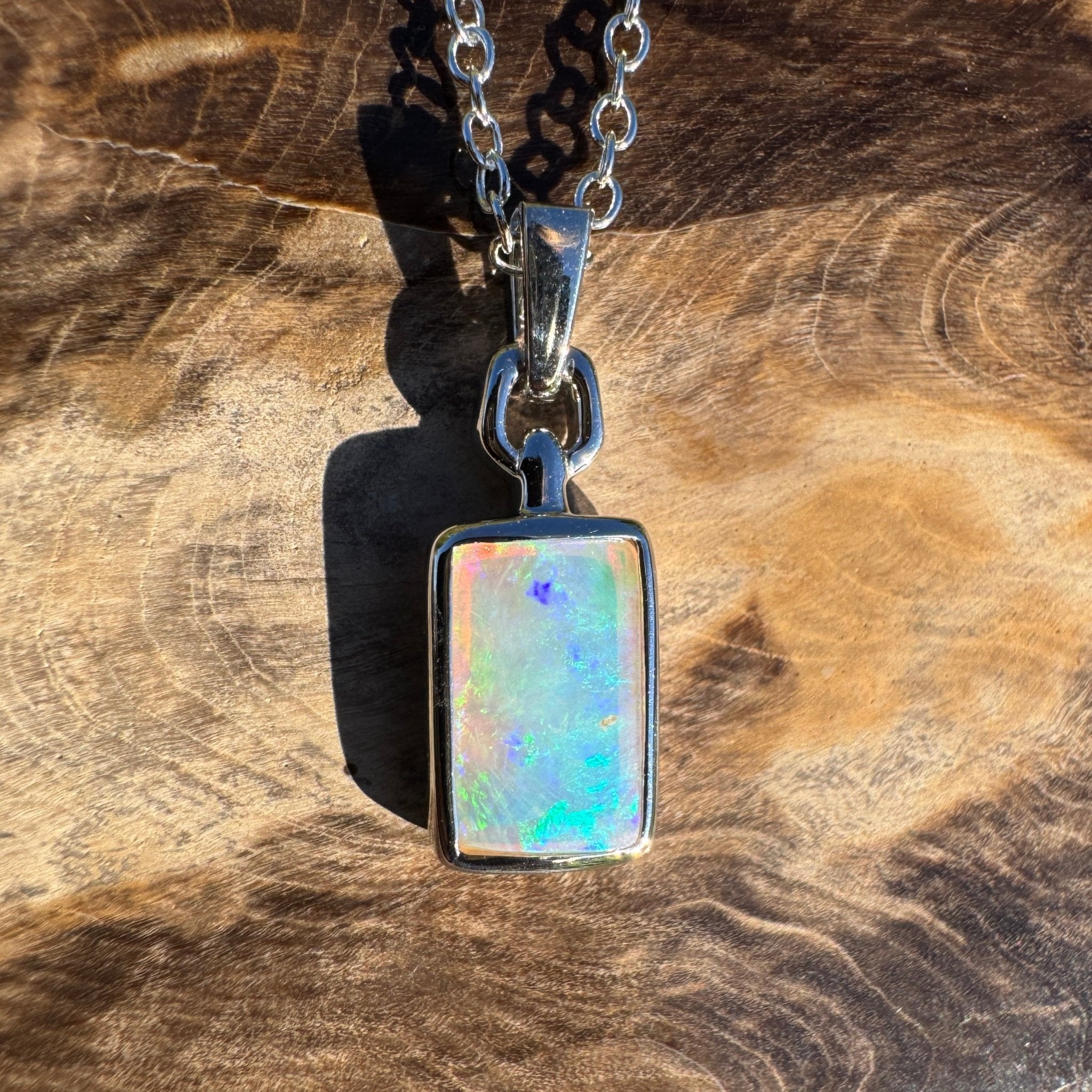 1.3ct Coober Pedy Crystal Opal Pendant Necklace ~ 'Mermaid Reef' | 925 Sterling Silver | Solid Australian Opal