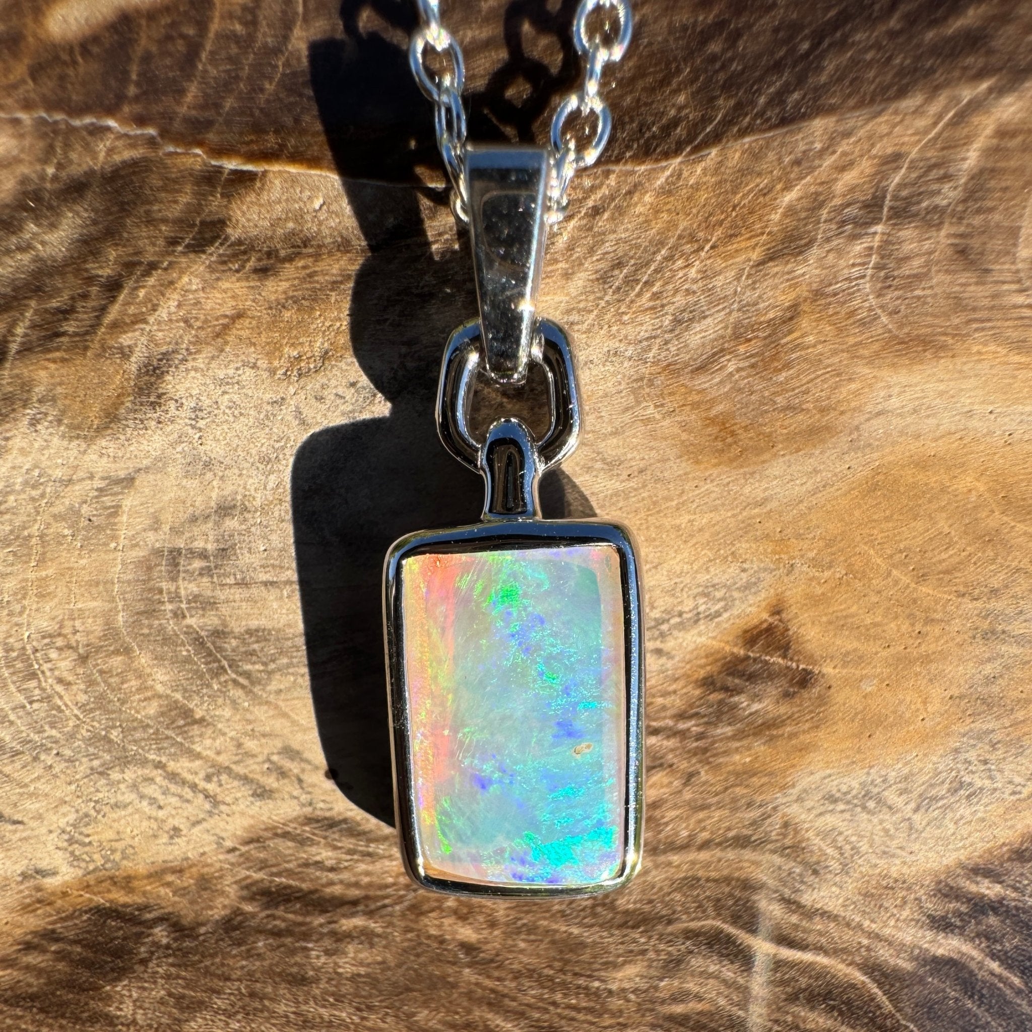 1.3ct Coober Pedy Crystal Opal Pendant Necklace ~ 'Mermaid Reef' | 925 Sterling Silver | Solid Australian Opal