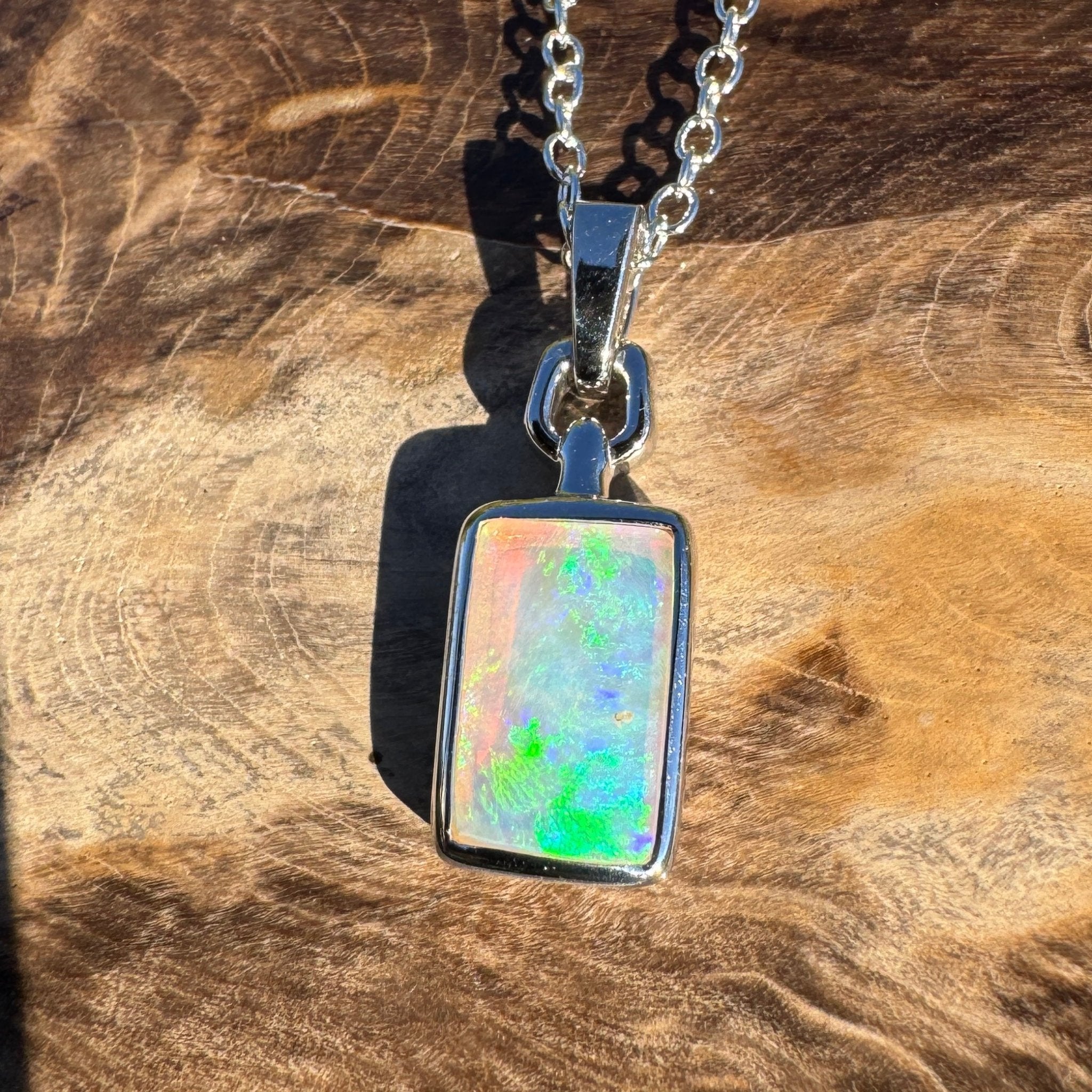 1.3ct Coober Pedy Crystal Opal Pendant Necklace ~ 'Mermaid Reef' | 925 Sterling Silver | Solid Australian Opal